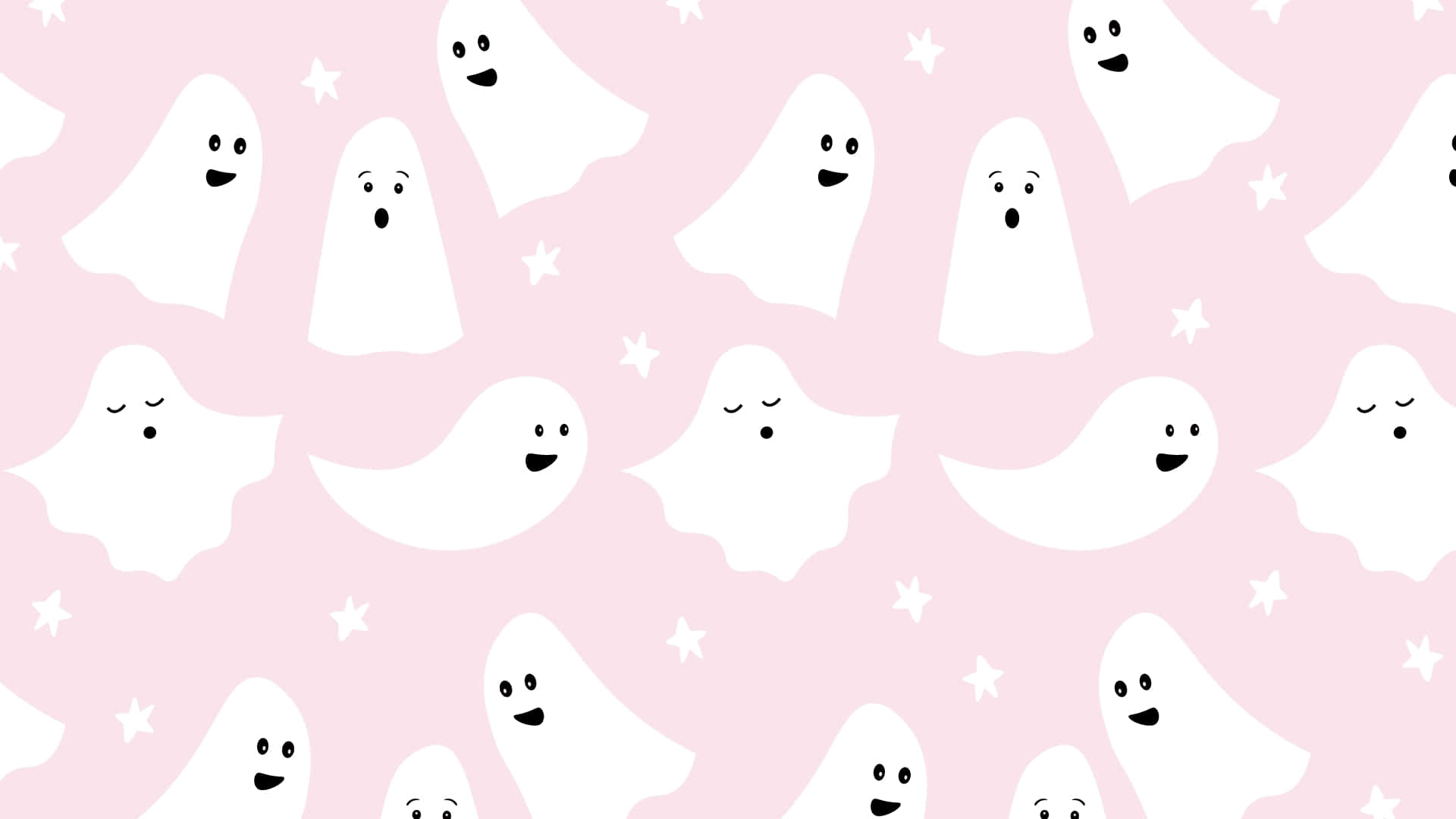 Beautiful Halloween Ghosts On Pink Background