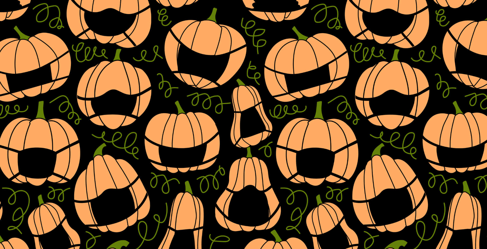 Beautiful Halloween Pumpkins With Mask Background