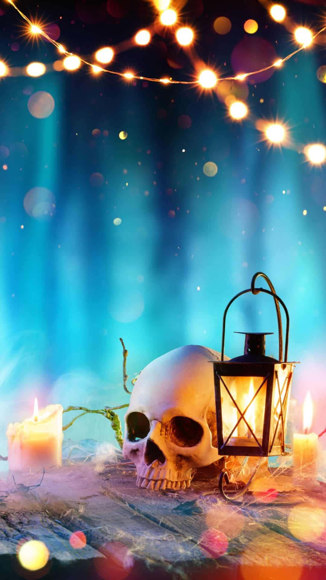 Beautiful Halloween Skull With Lantern Background