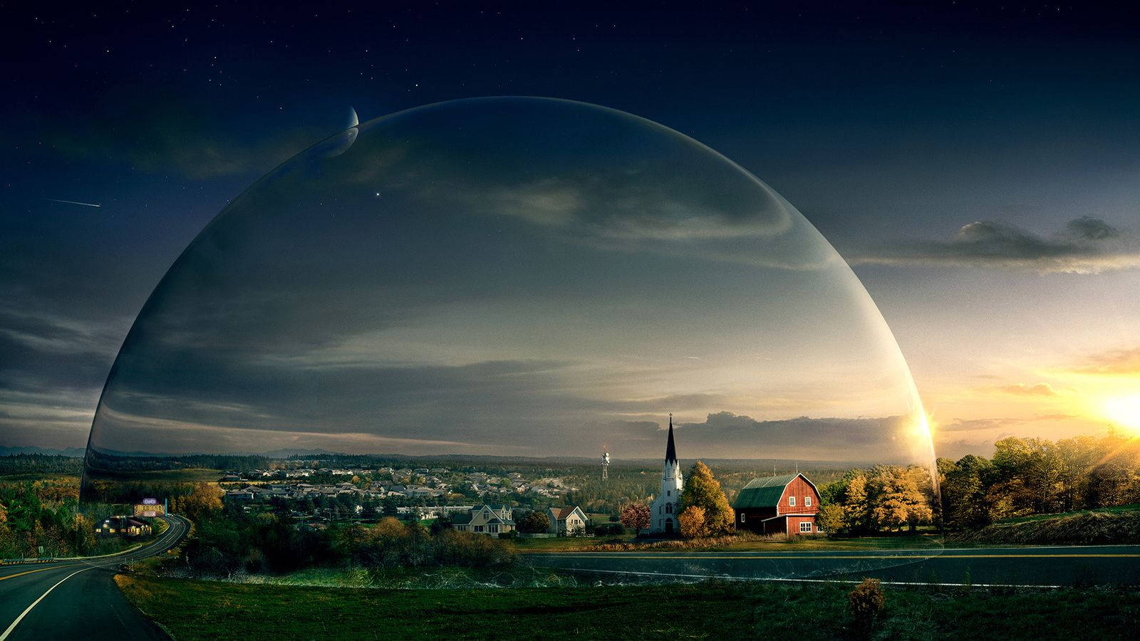Beautiful Hd Domed Small Town Background