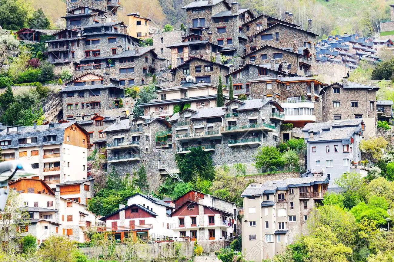 Beautiful House Rows Andorra Background