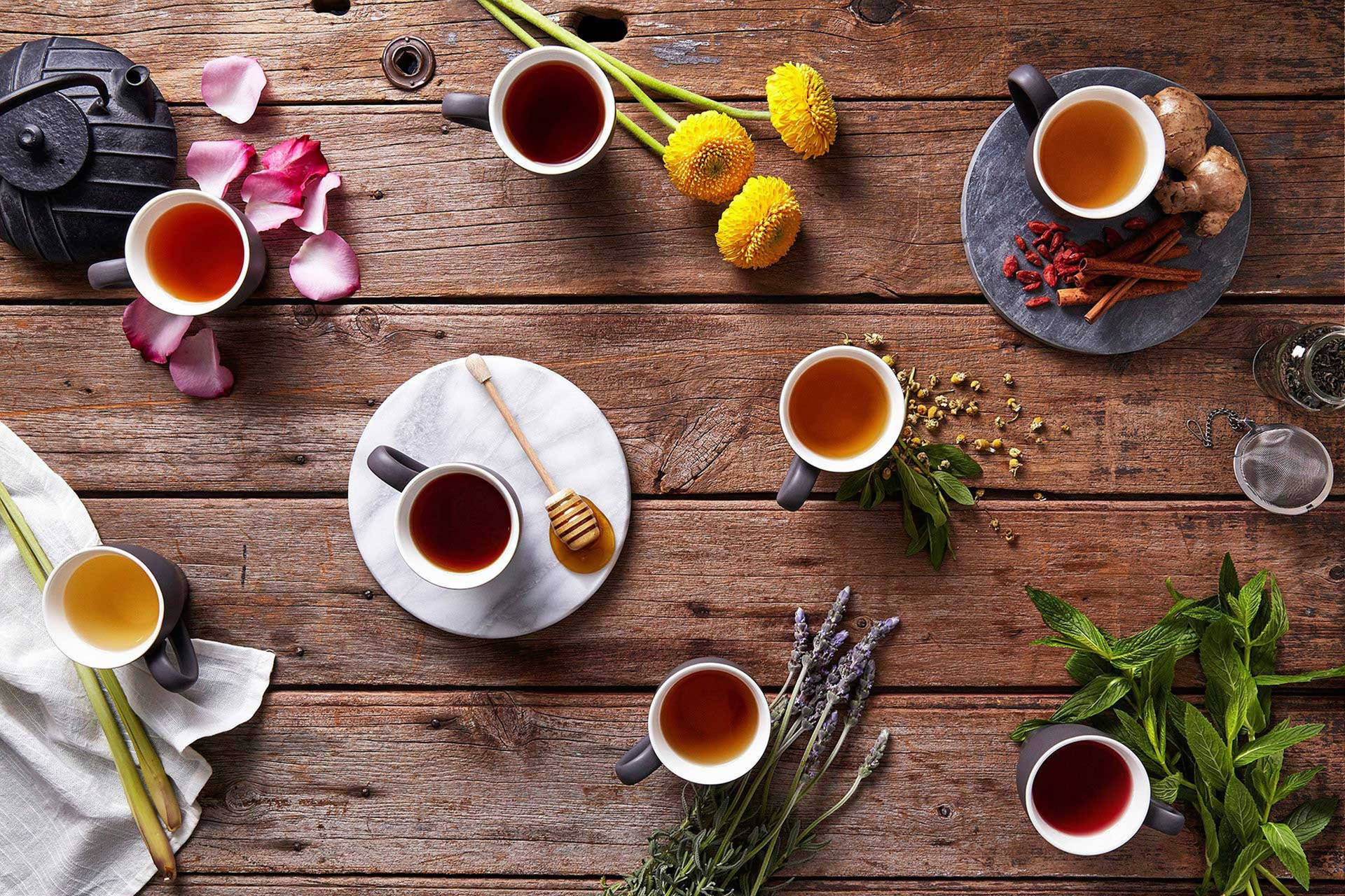 Beautiful Image Of Cups Of Tea Background