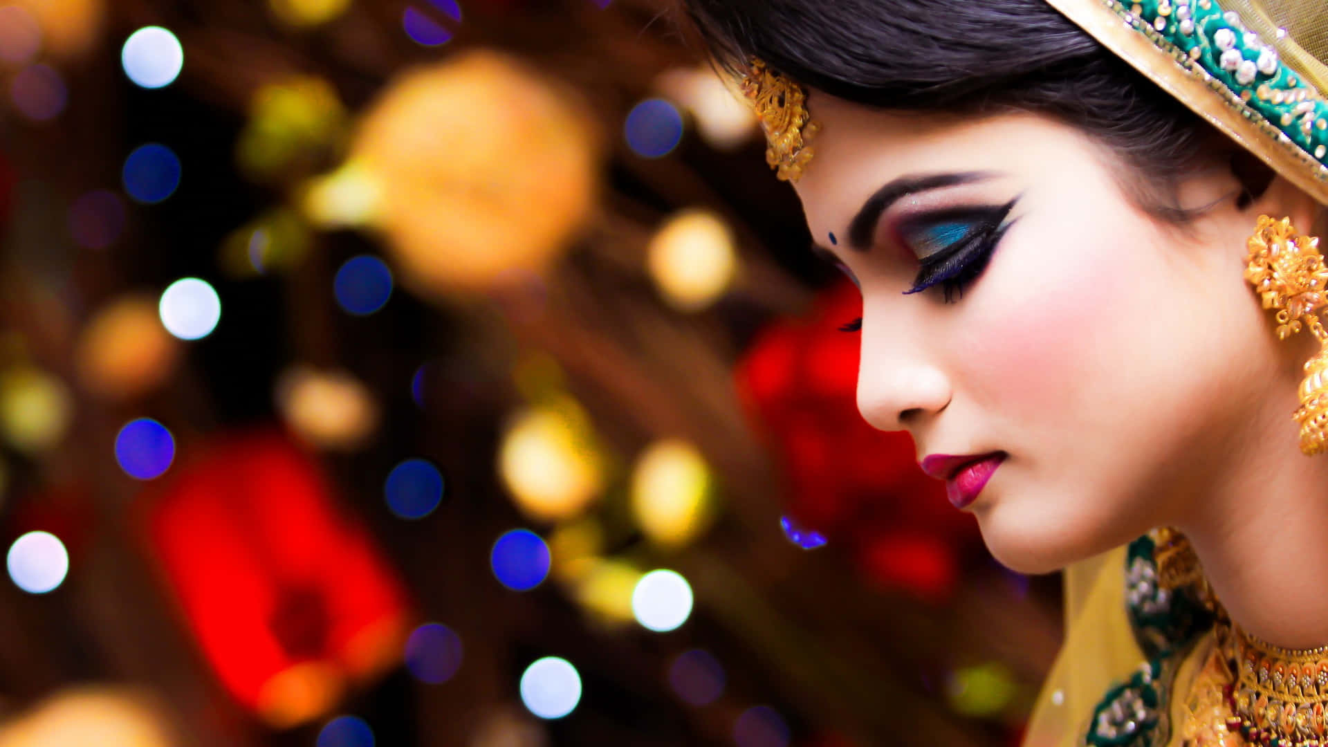 Beautiful Indian Woman Side Profile Background