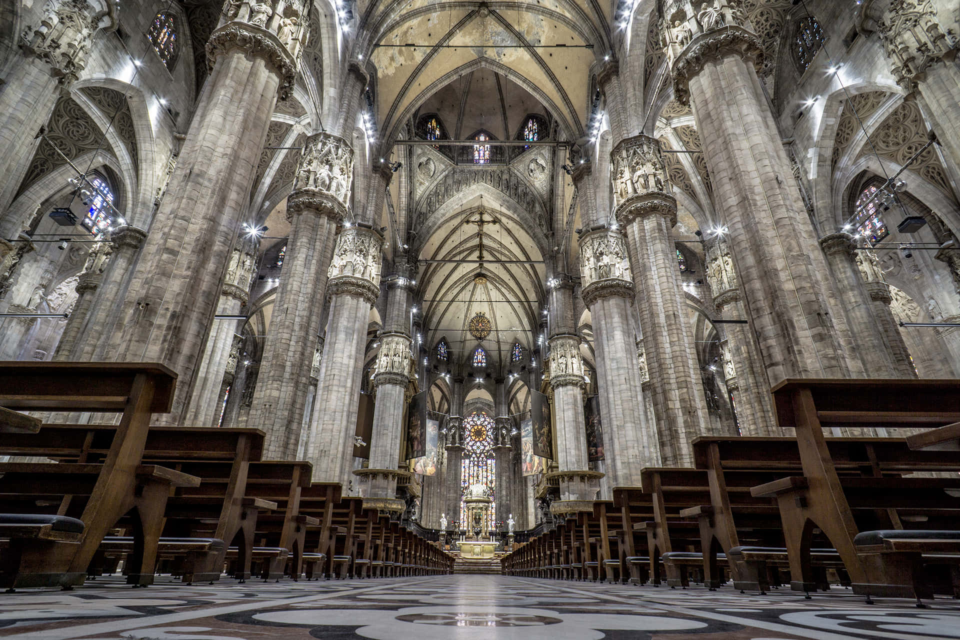 Beautiful Interior Design Of Milan Cathedral Background