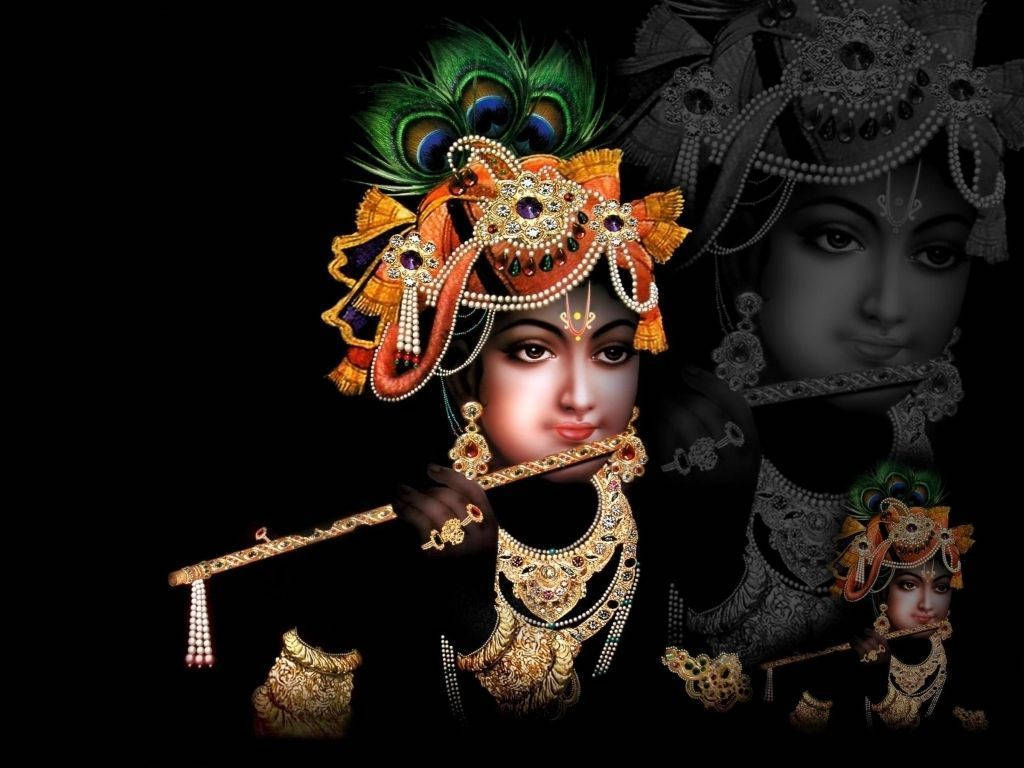 Beautiful Krishna Deity Artistic Poster Background