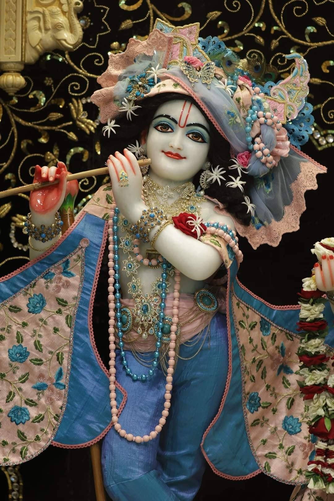 Beautiful Krishna Deity Statue Background