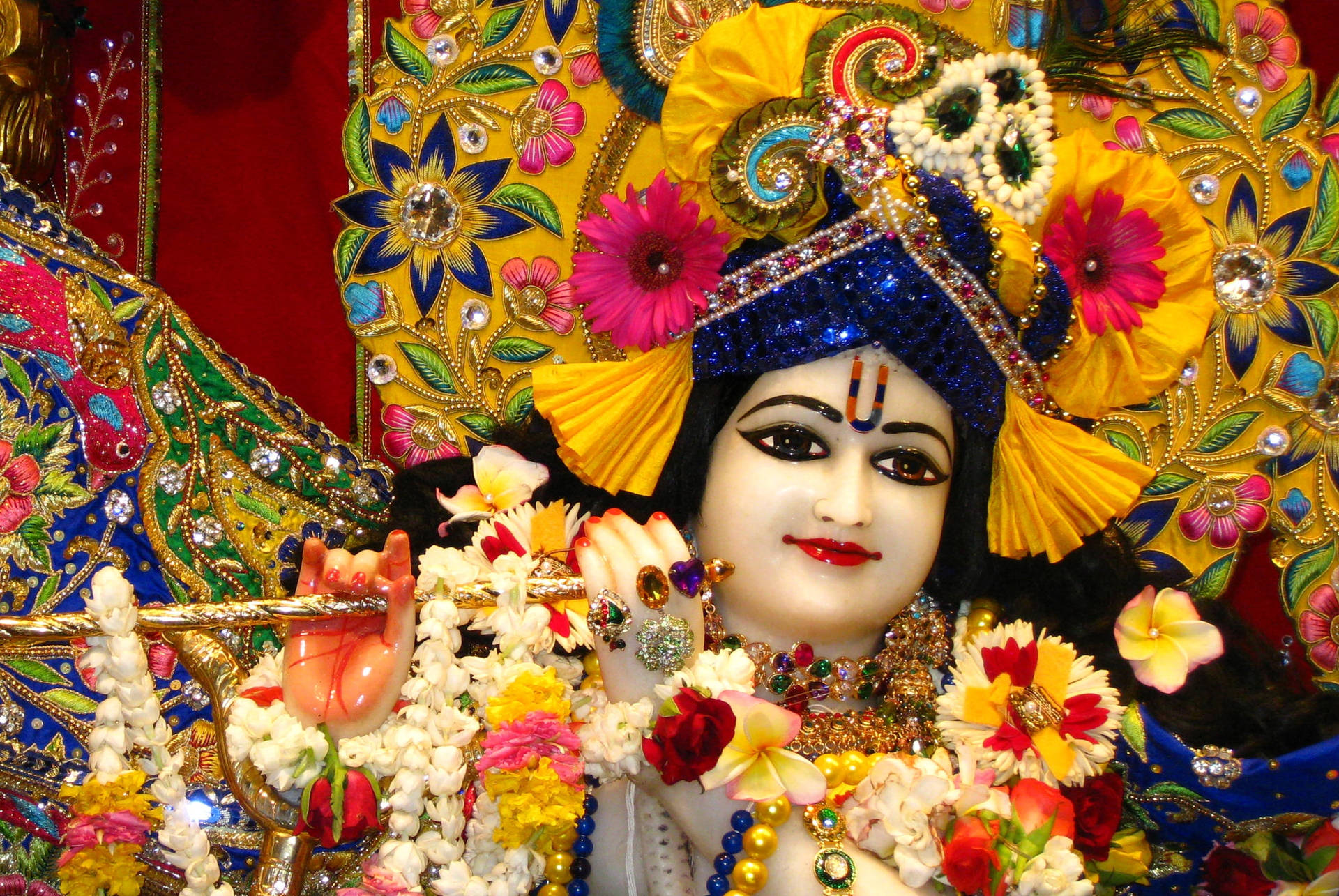 Beautiful Krishna God Sculpture Background