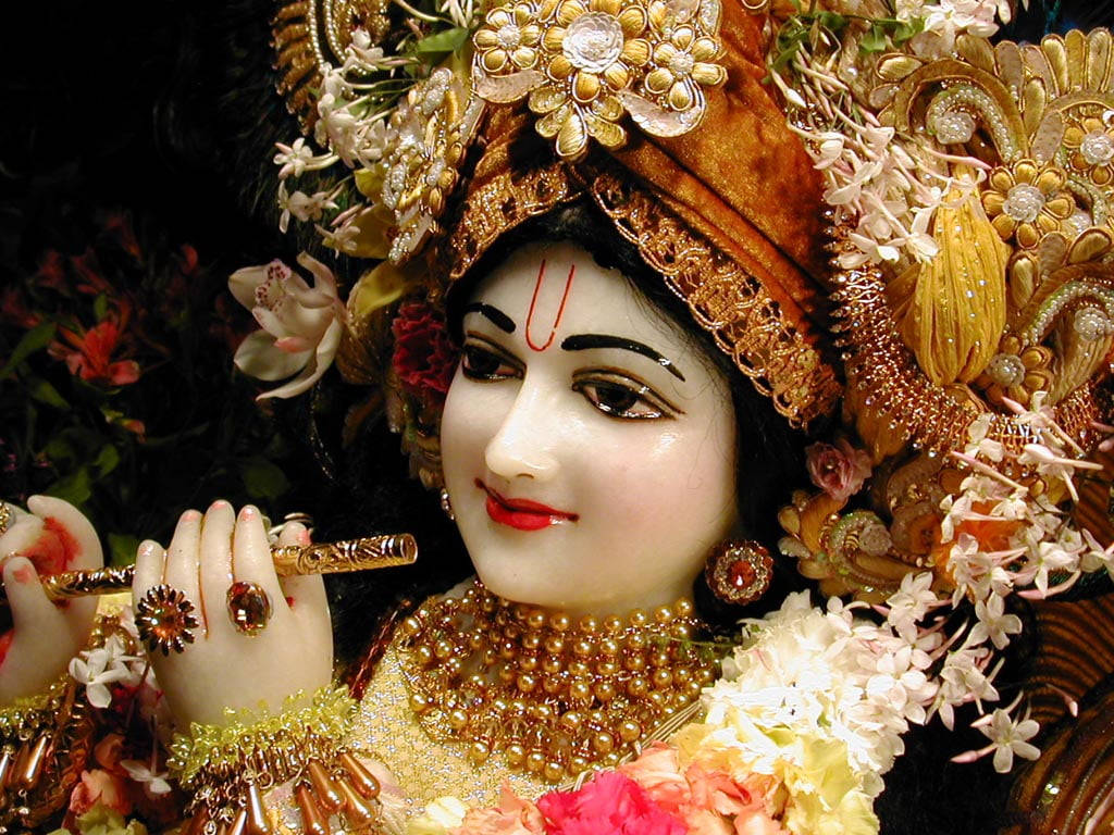Beautiful Krishna Murali Statue Background