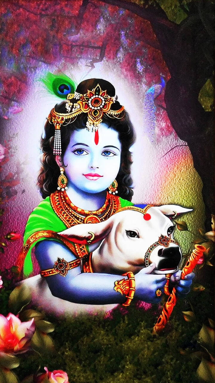 Beautiful Krishna Nandagopala Cowherd Background
