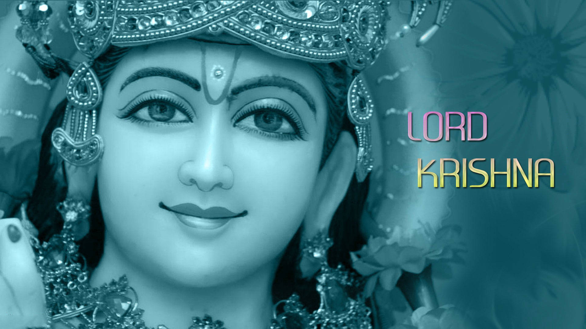 Beautiful Krishna Teal Aesthetic Background