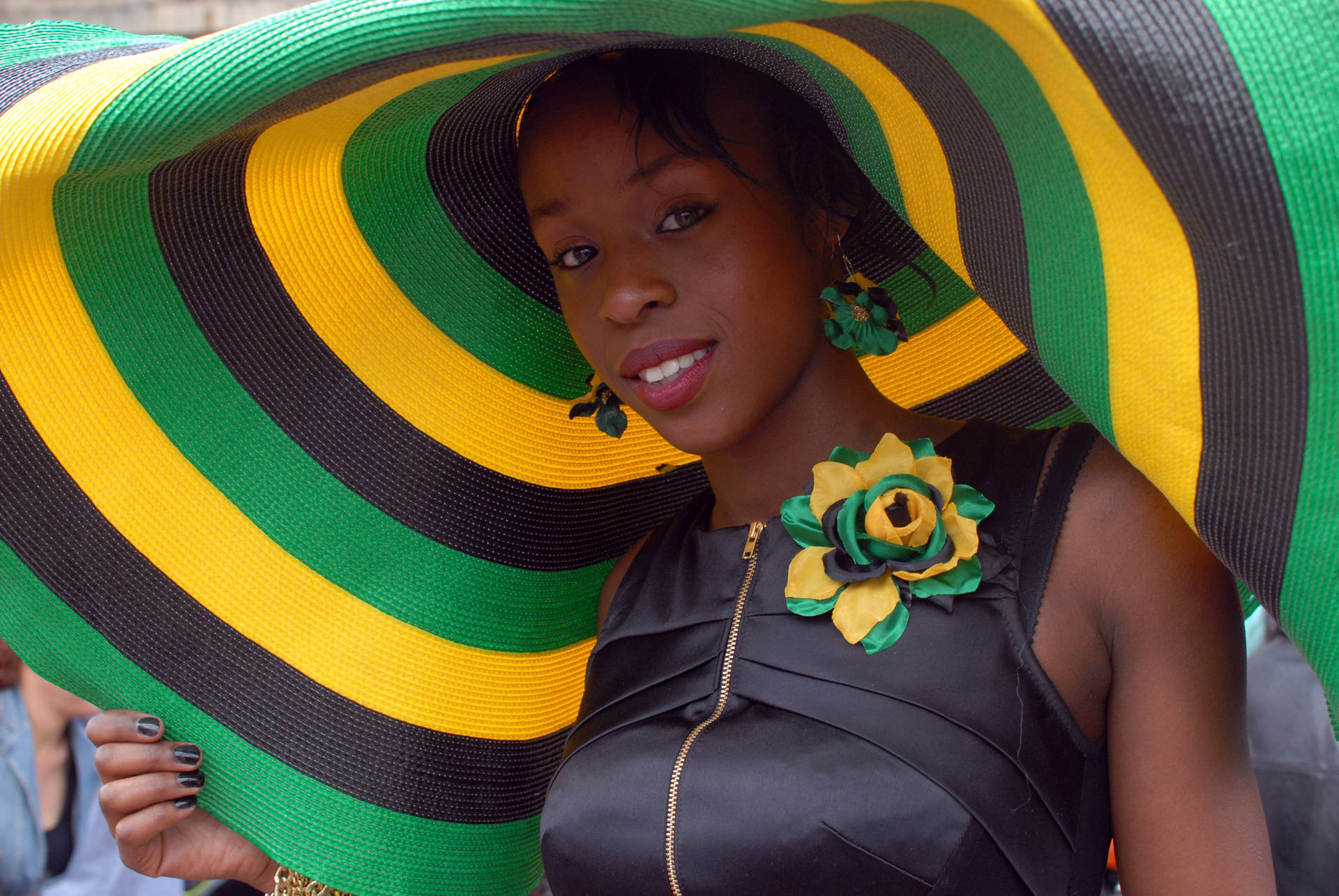 Beautiful Lady In Jamaica Background