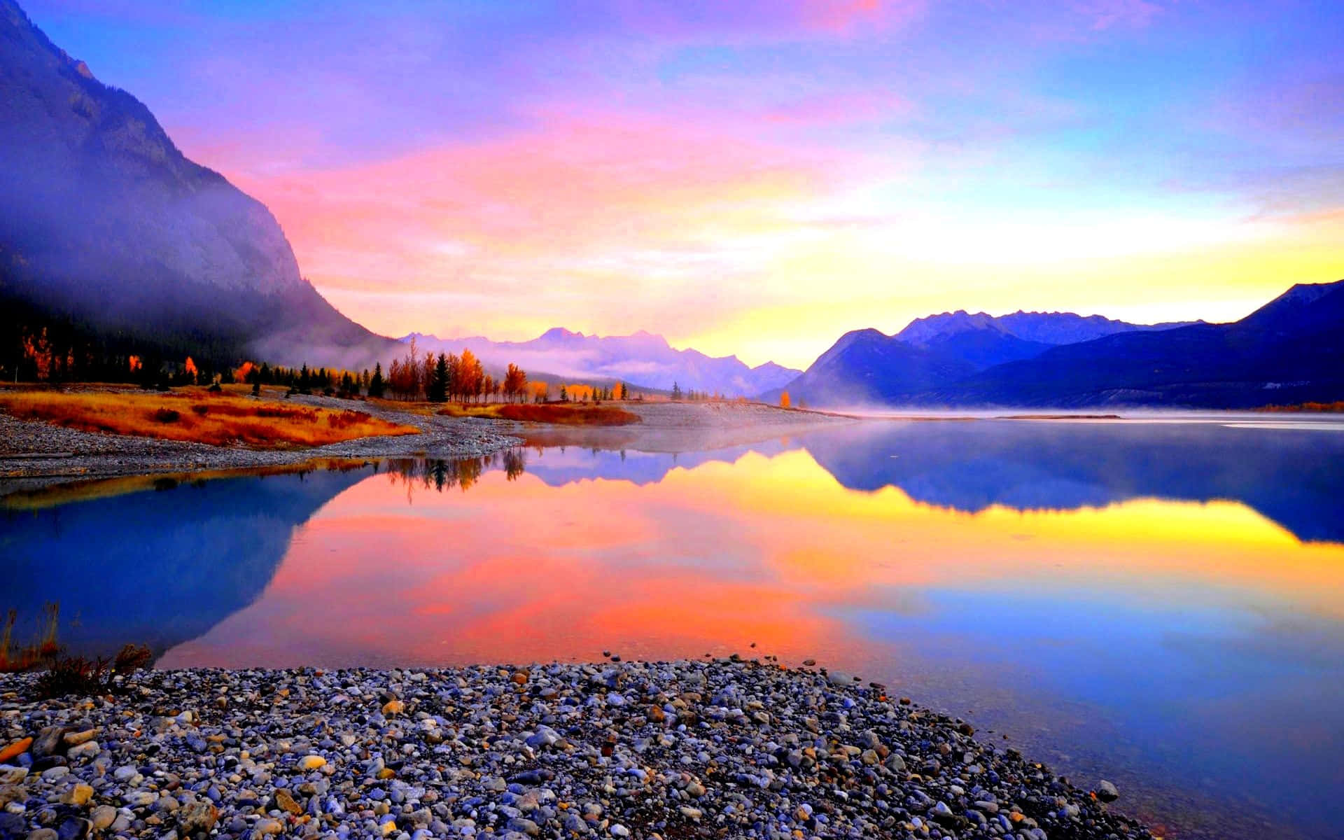 Beautiful Lake Abraham In Canada Background