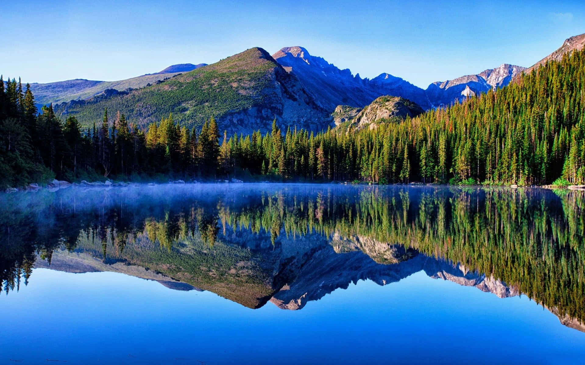 Beautiful Lake In Rocky Mountain National Park Background