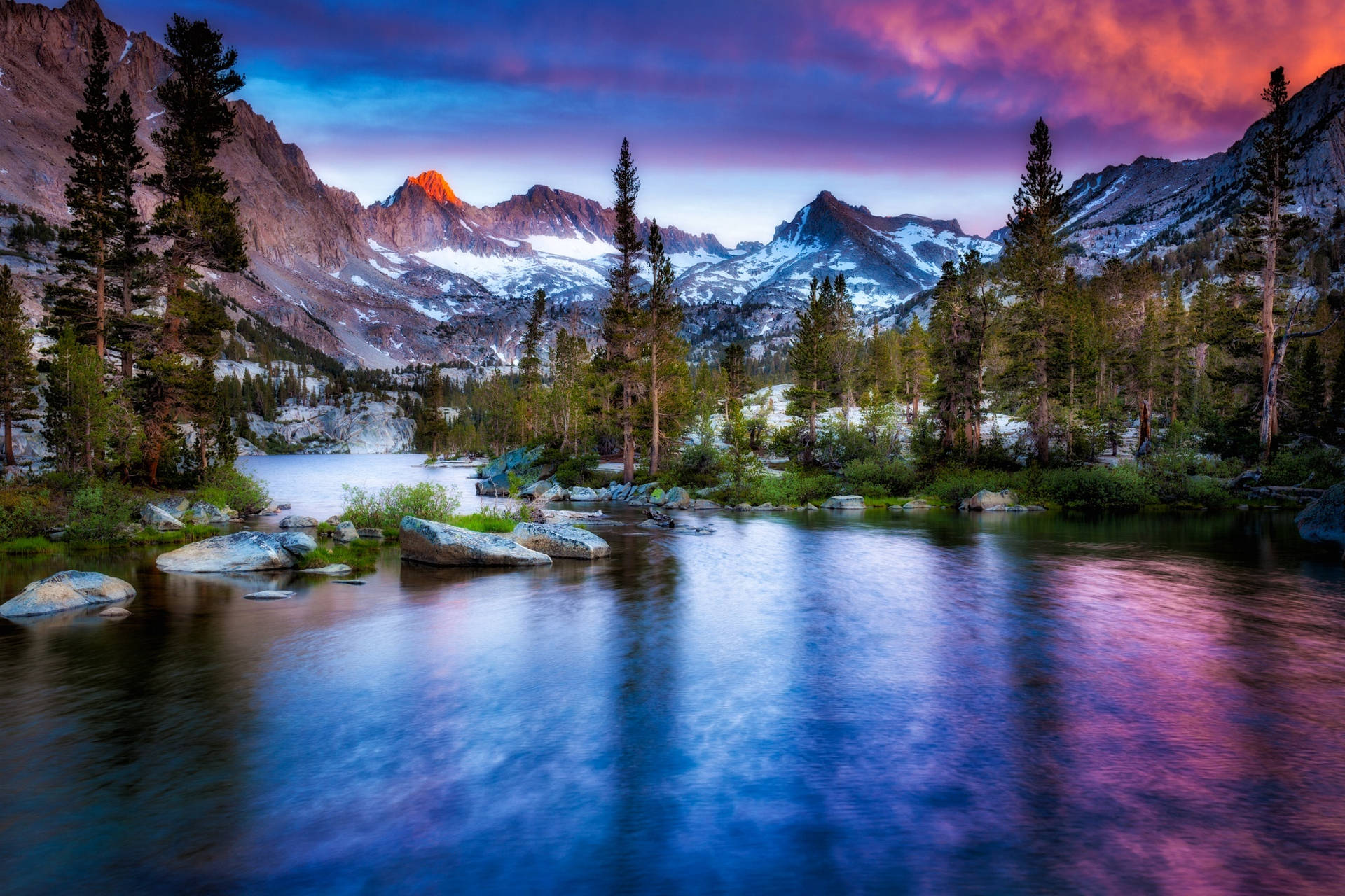 Beautiful Landscape Clear Lake With Trees Background