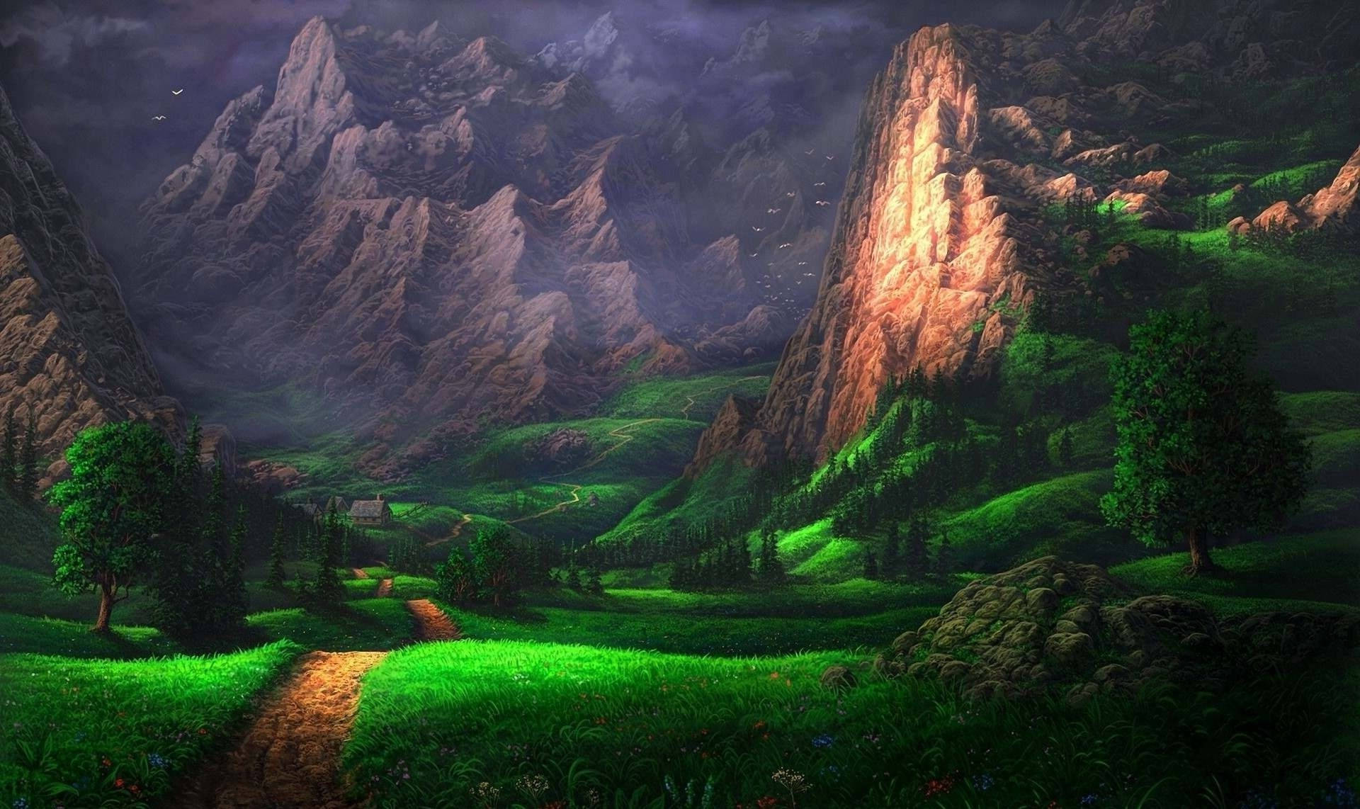 Beautiful Landscape Digital Artwork Background