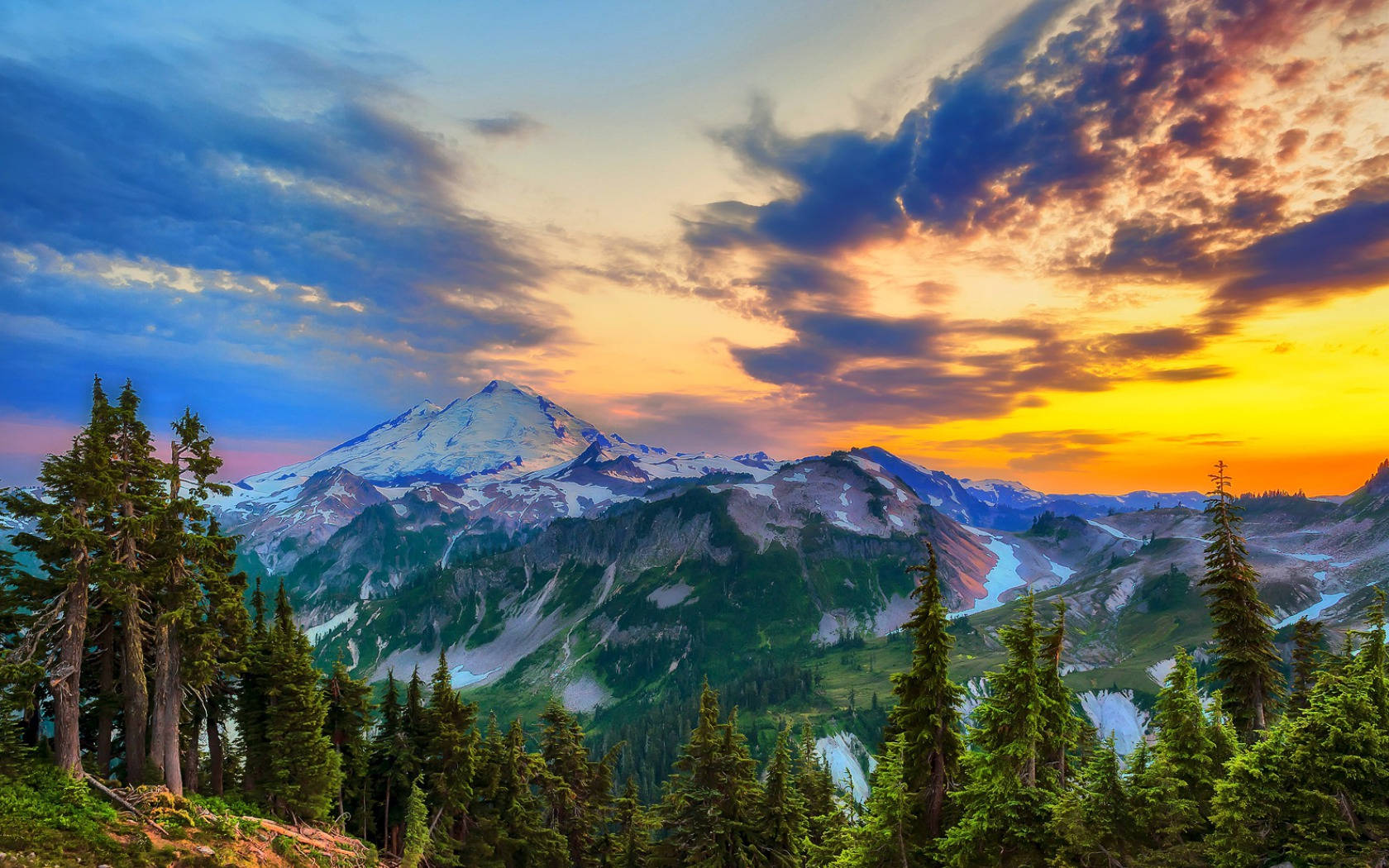 Beautiful Landscape Ice Mountain And Forest Background