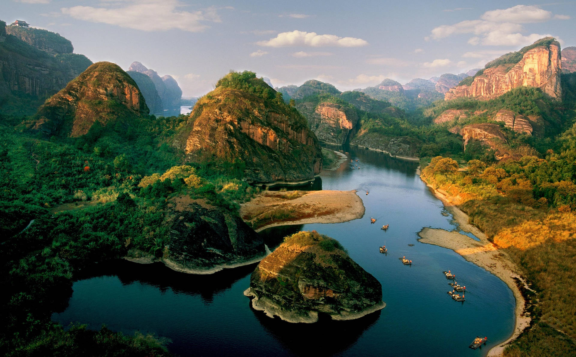 Beautiful Landscape Islands With Boats Background