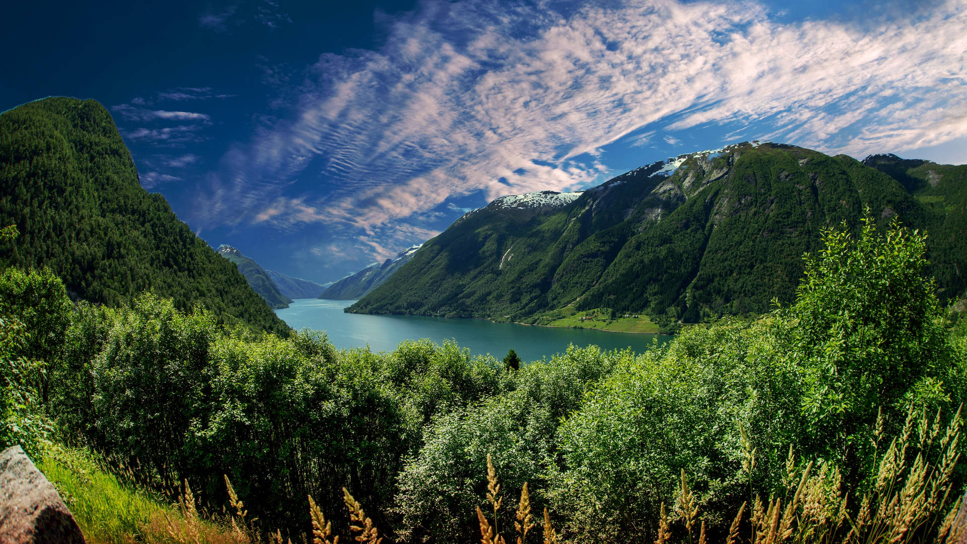 Beautiful Landscape Lake With Mountain And Trees Background