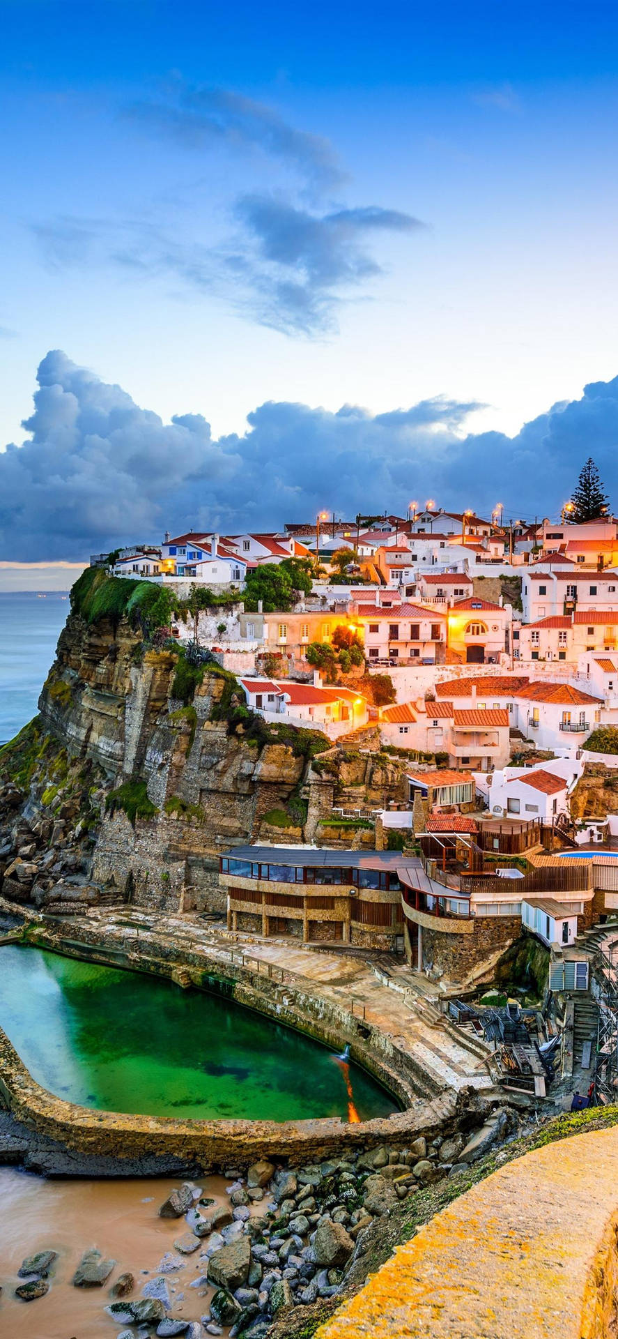 Beautiful Landscape Of Azenha Do Mar Beach In Sintra, Portugal. Background