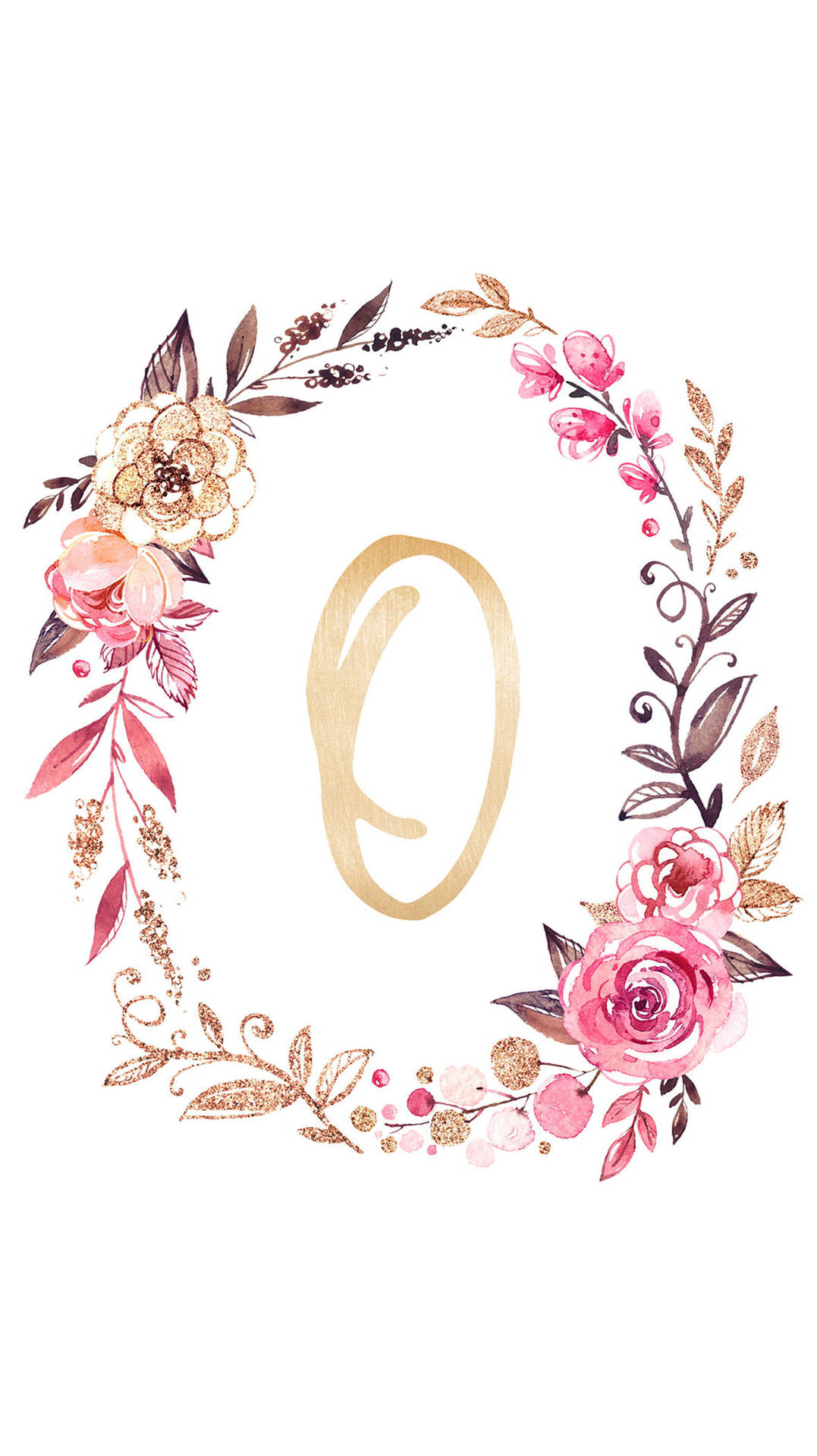Beautiful Letter O Decorated With Floral Wreath