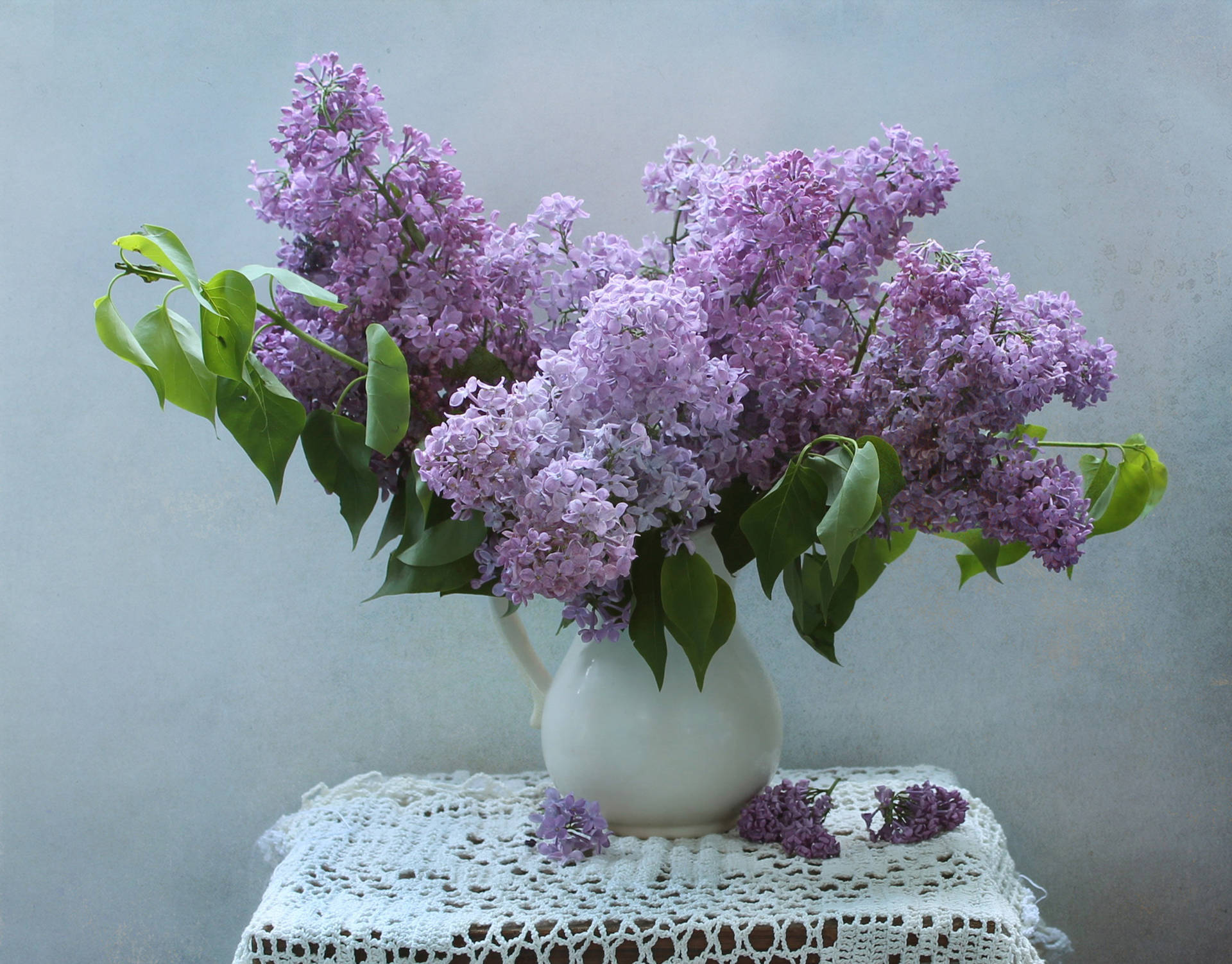 Beautiful Lilac Flowers In A Flower Vase Background