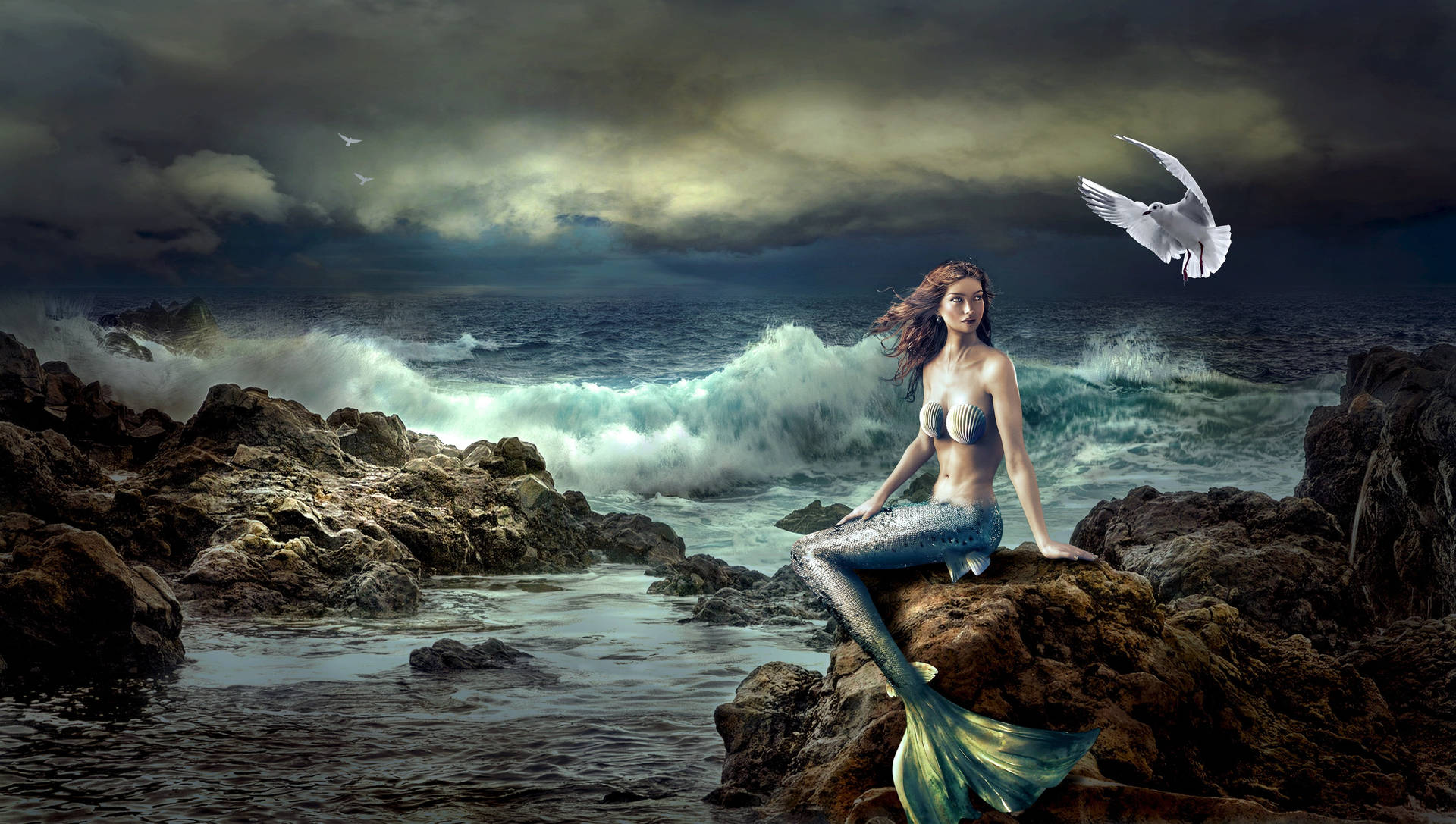 Beautiful Mermaid Mythical Creature Background