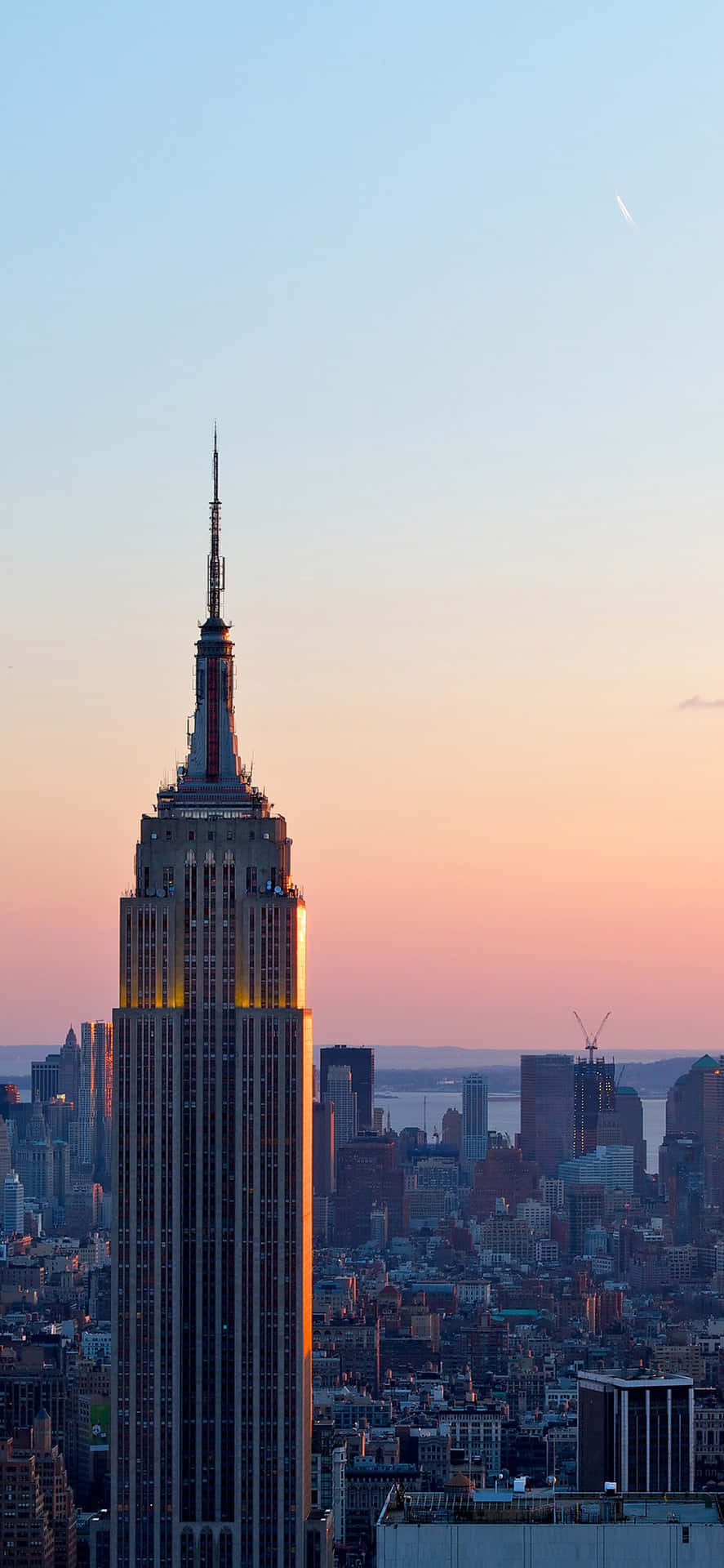 Beautiful Mid-day Skyline Of New York, Photographed From The Brooklyn Bridge. Background