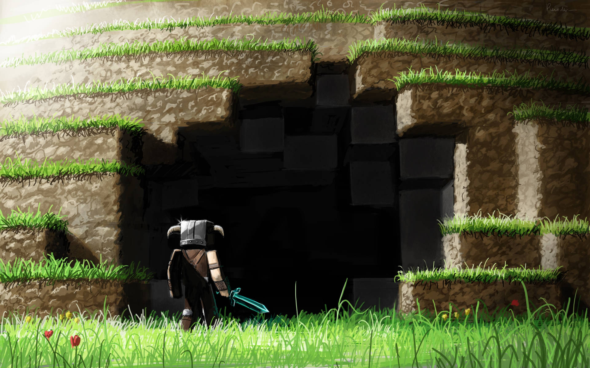 Beautiful Minecraft Cave Background