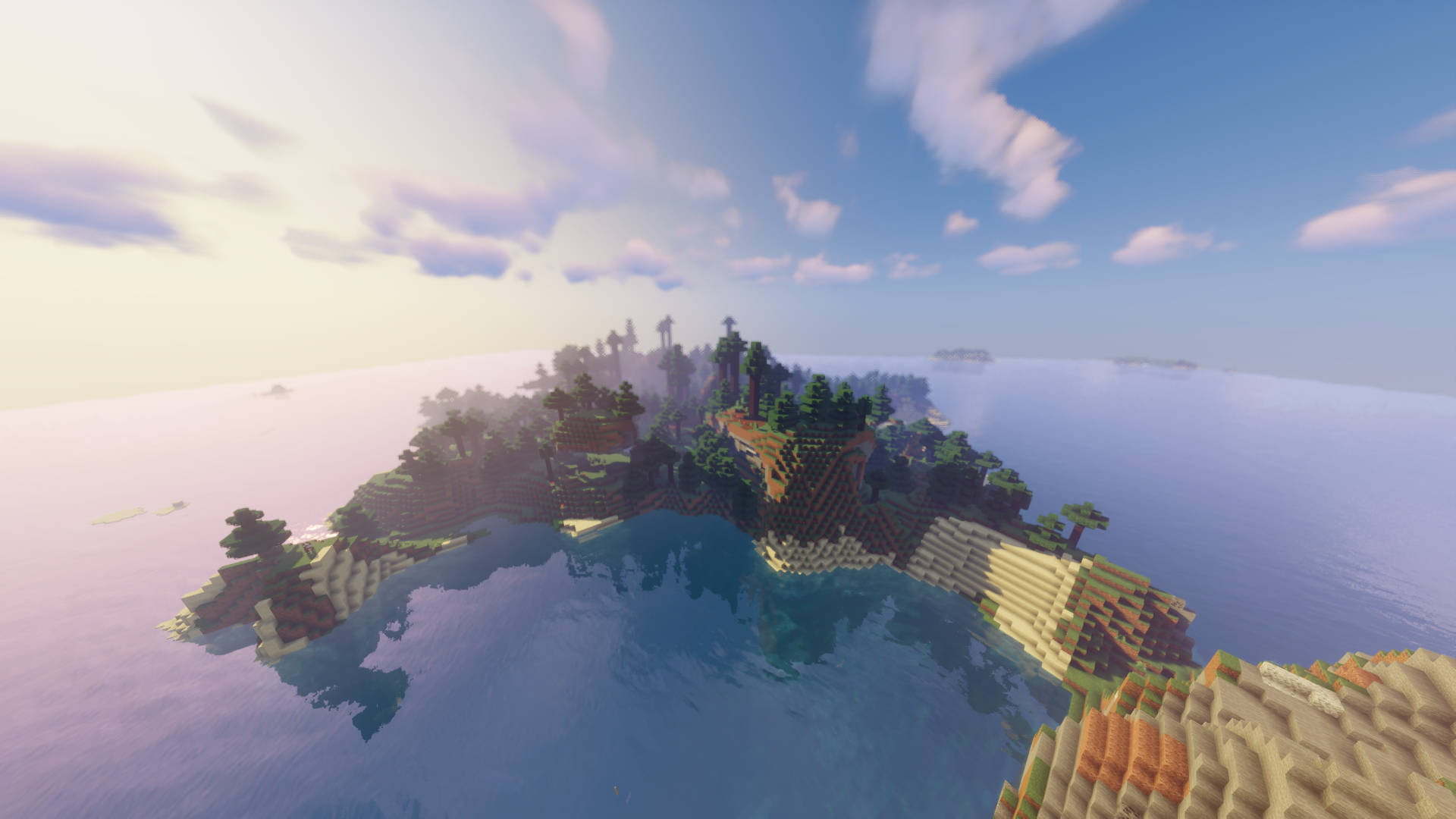 Beautiful Minecraft Forest Island Background