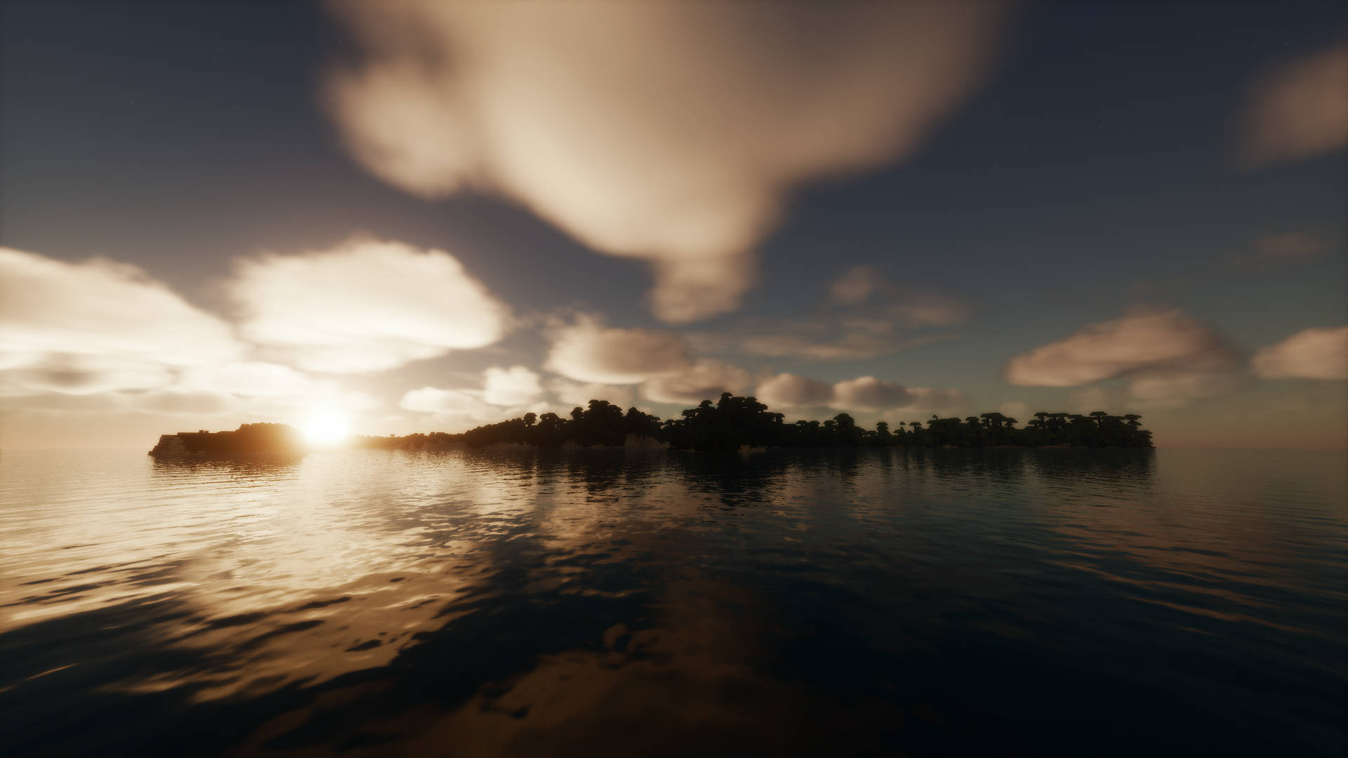 Beautiful Minecraft Island Sunset Background