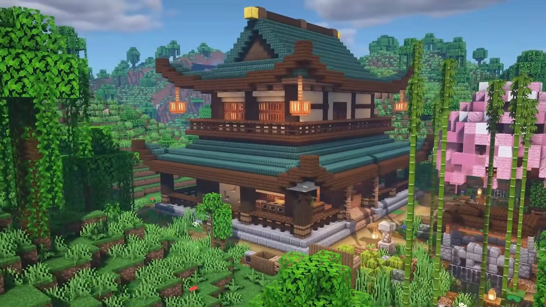 Beautiful Minecraft Traditional Japanese House Background