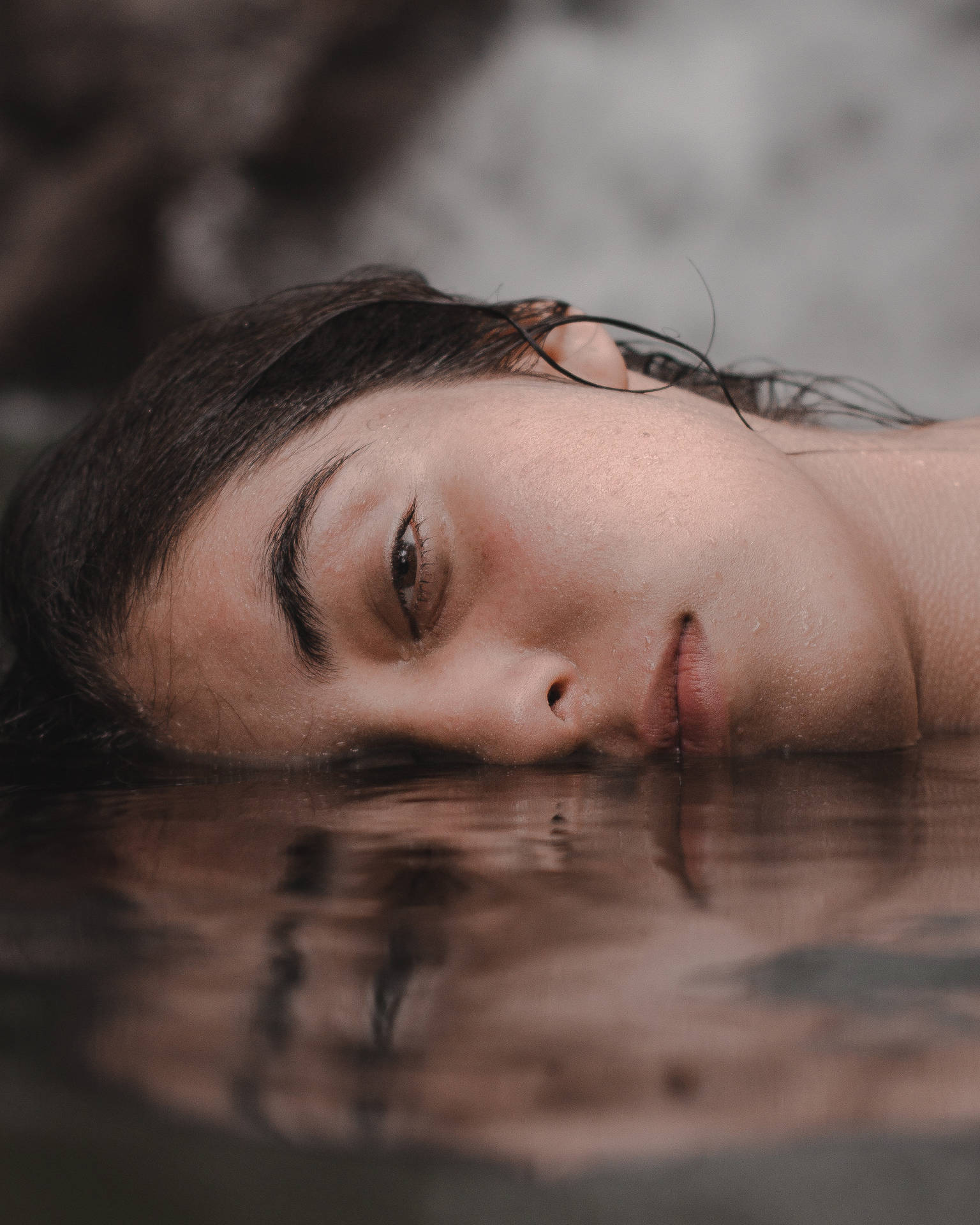 Beautiful Model In Water Background