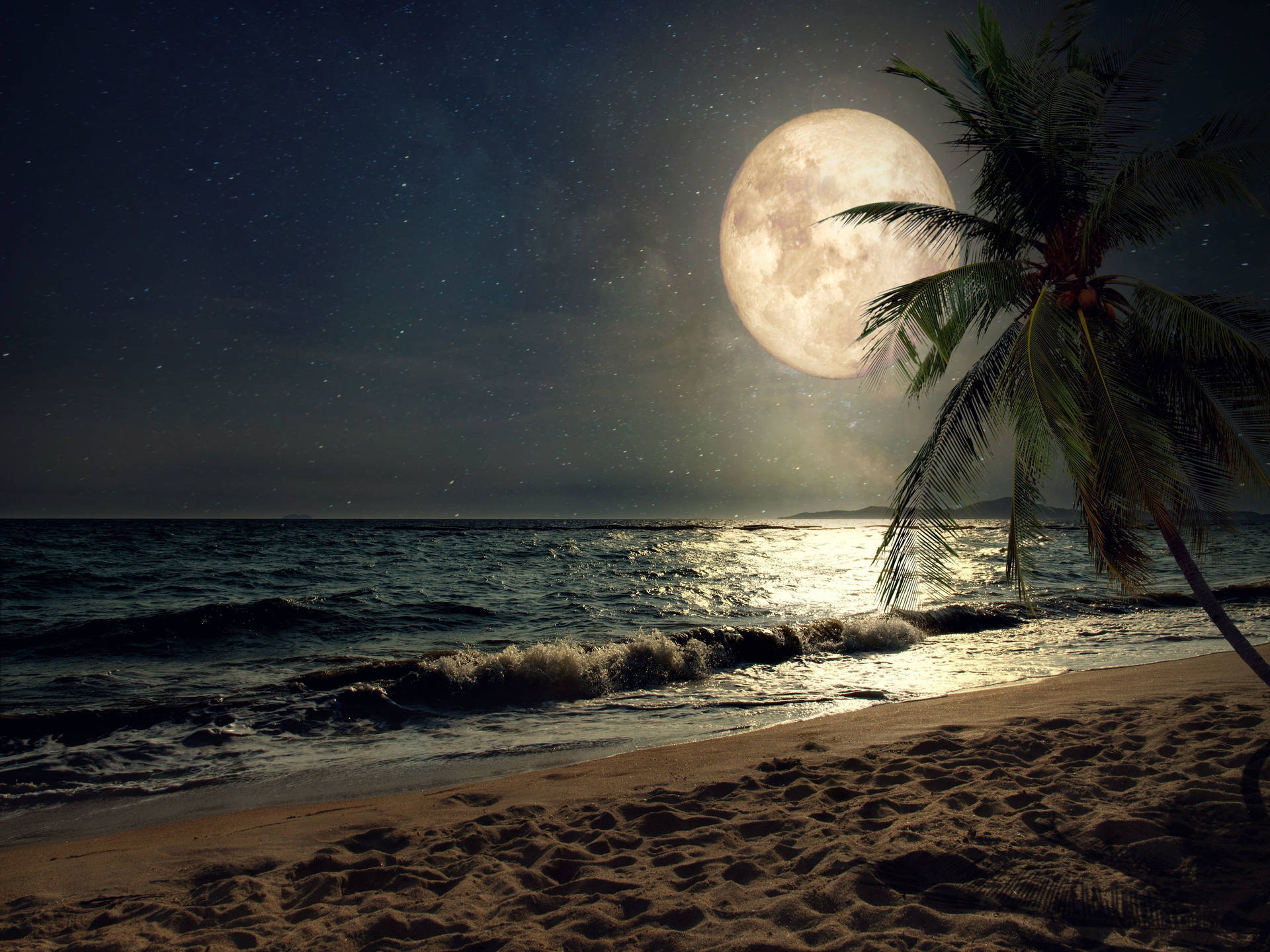 Beautiful Moon At The Beach