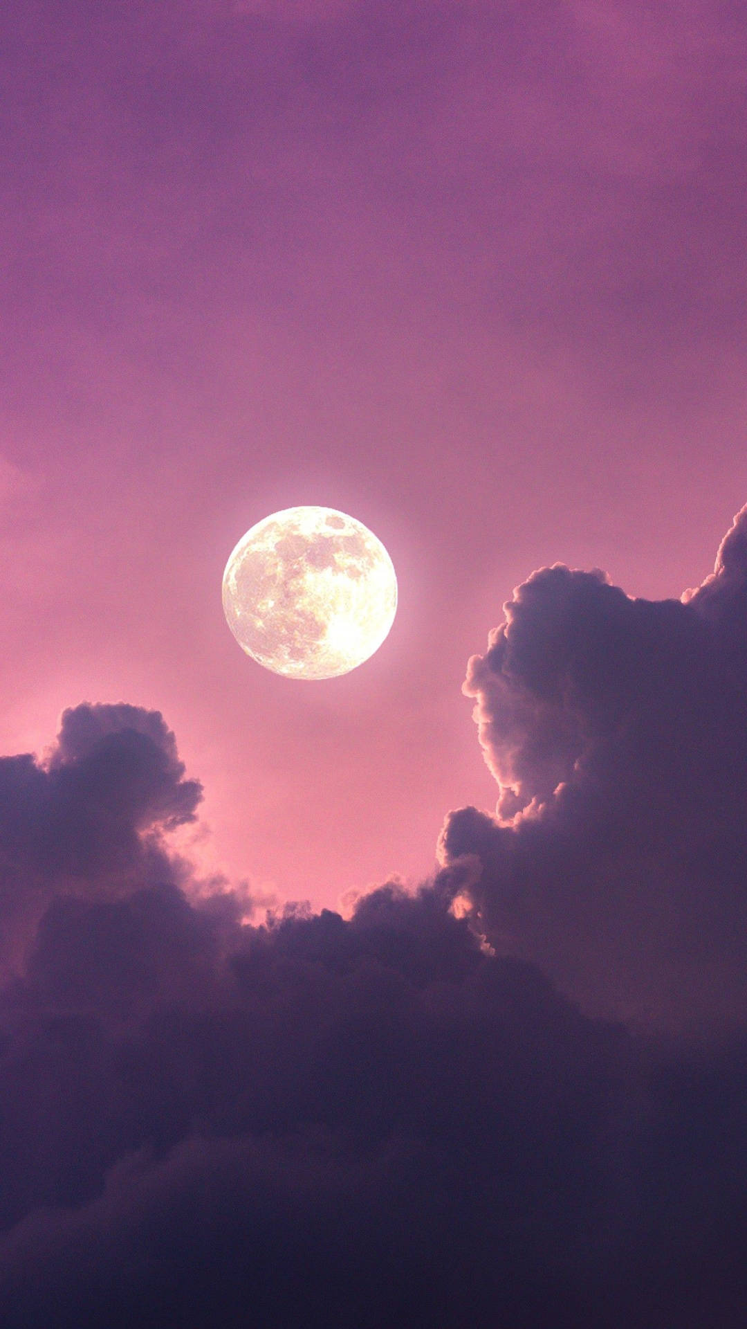 Beautiful Moon In The Purple Sky Background