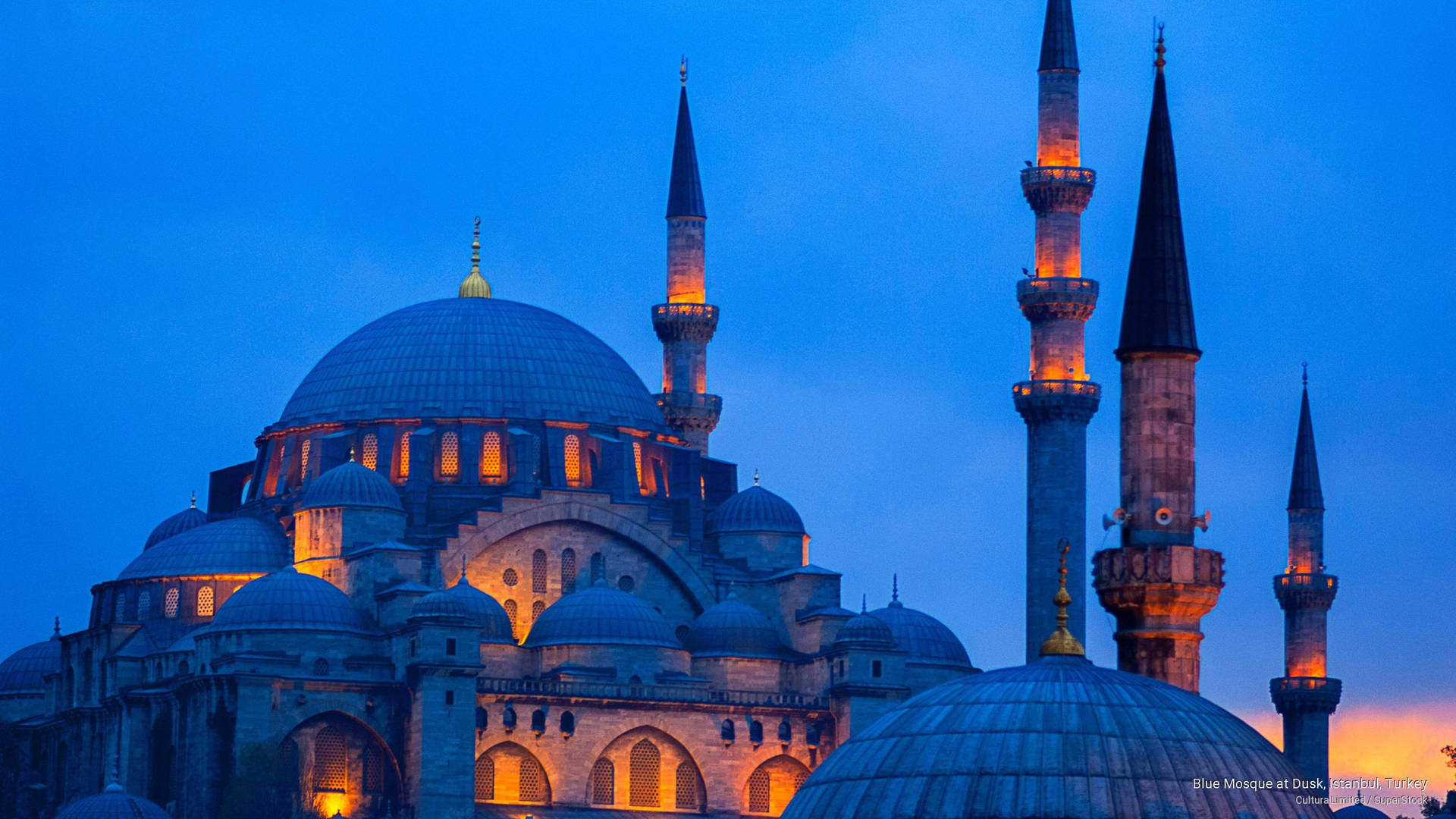 Beautiful Mosque Blue-hued Background