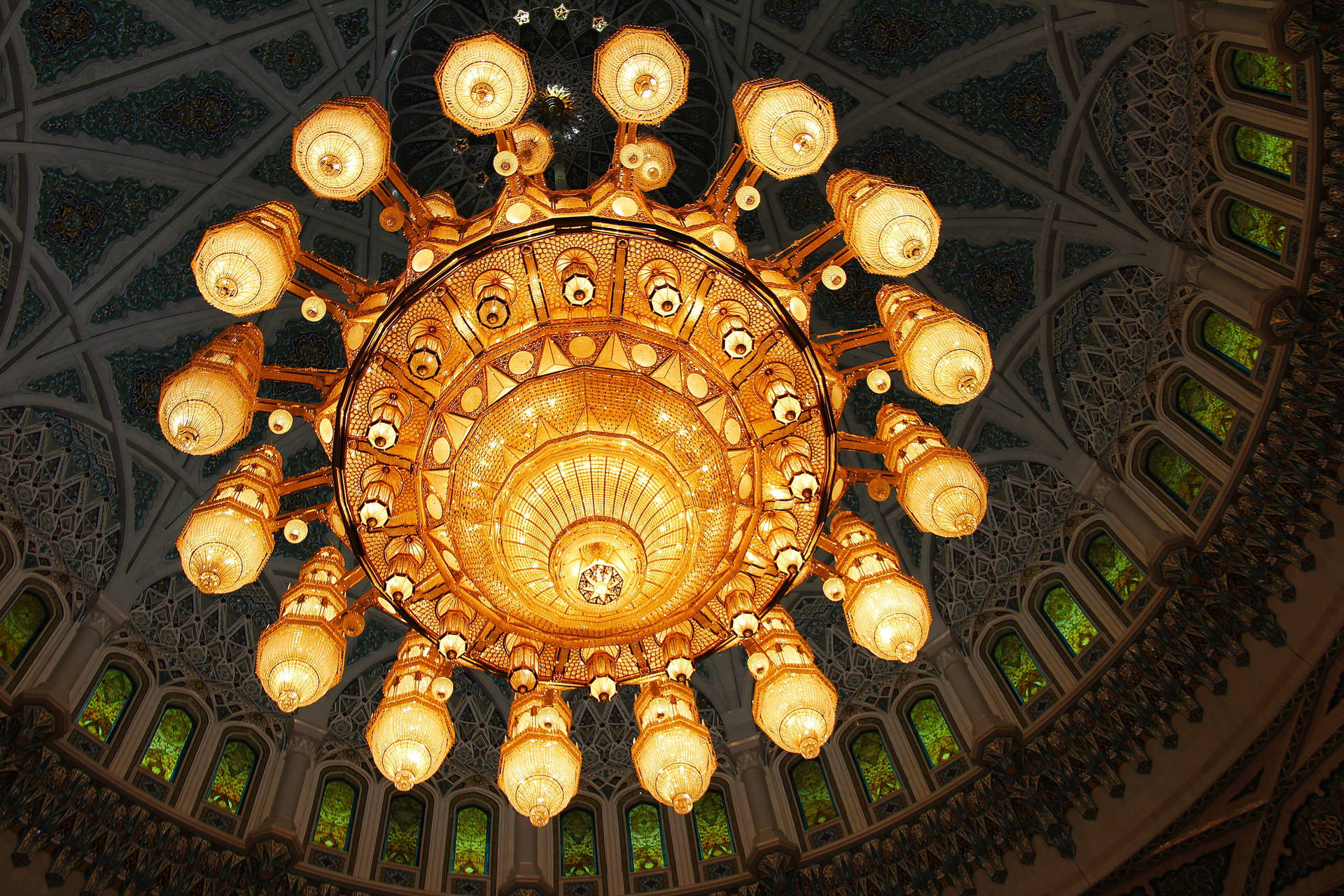 Beautiful Mosque Chandelier Background