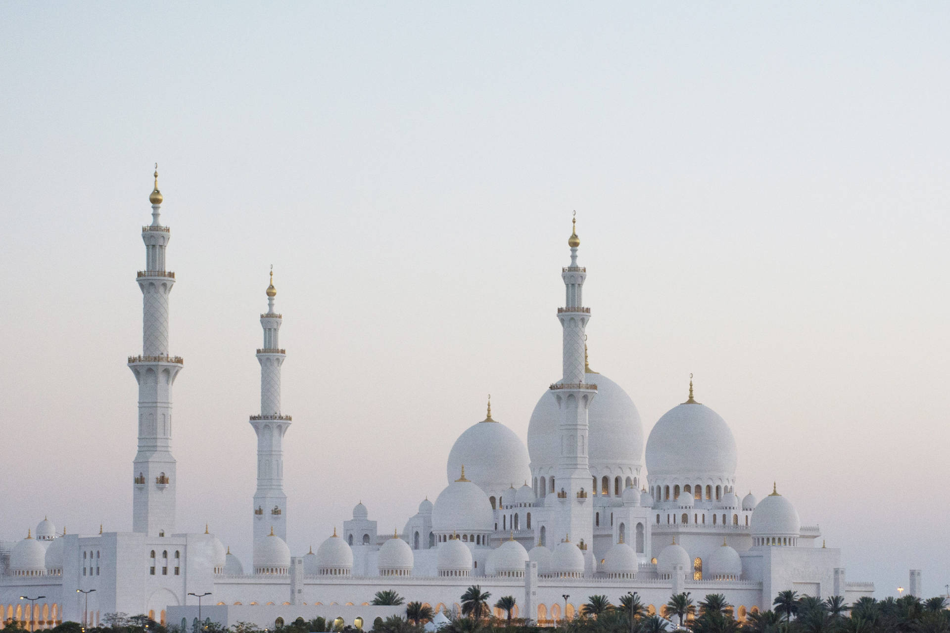 Beautiful Mosque Under Clear Sky Background