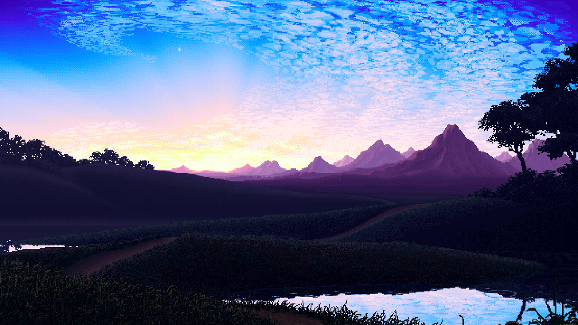 Beautiful Mountain Landscape Pixel Art Background