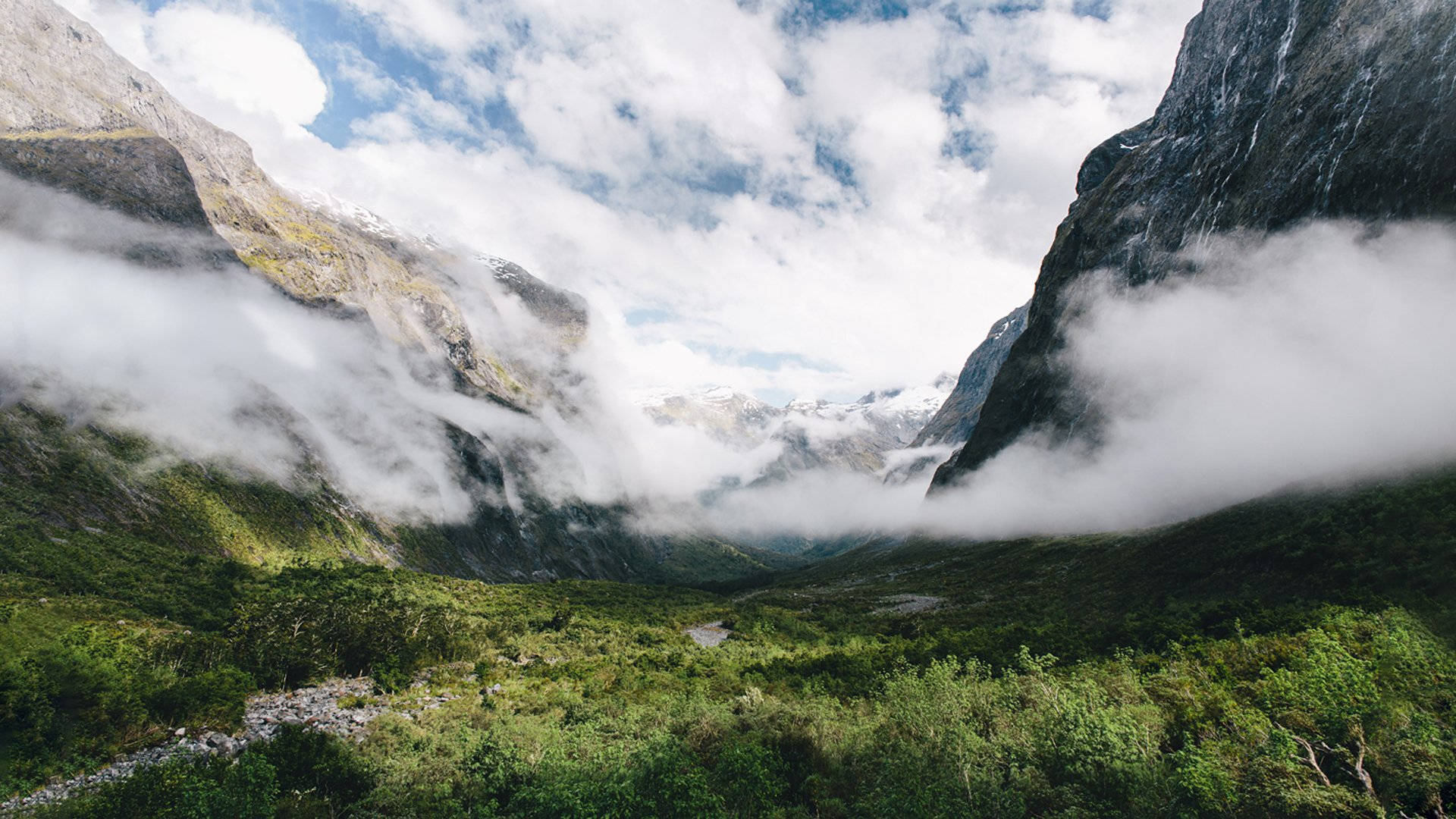 Beautiful Mountain View By The Clouds Desktop Background