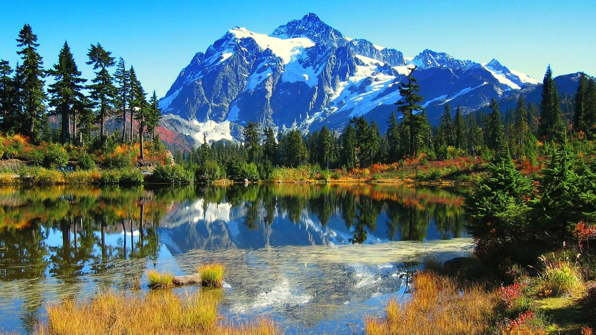 Beautiful Mountain View By The Lake Desktop Background