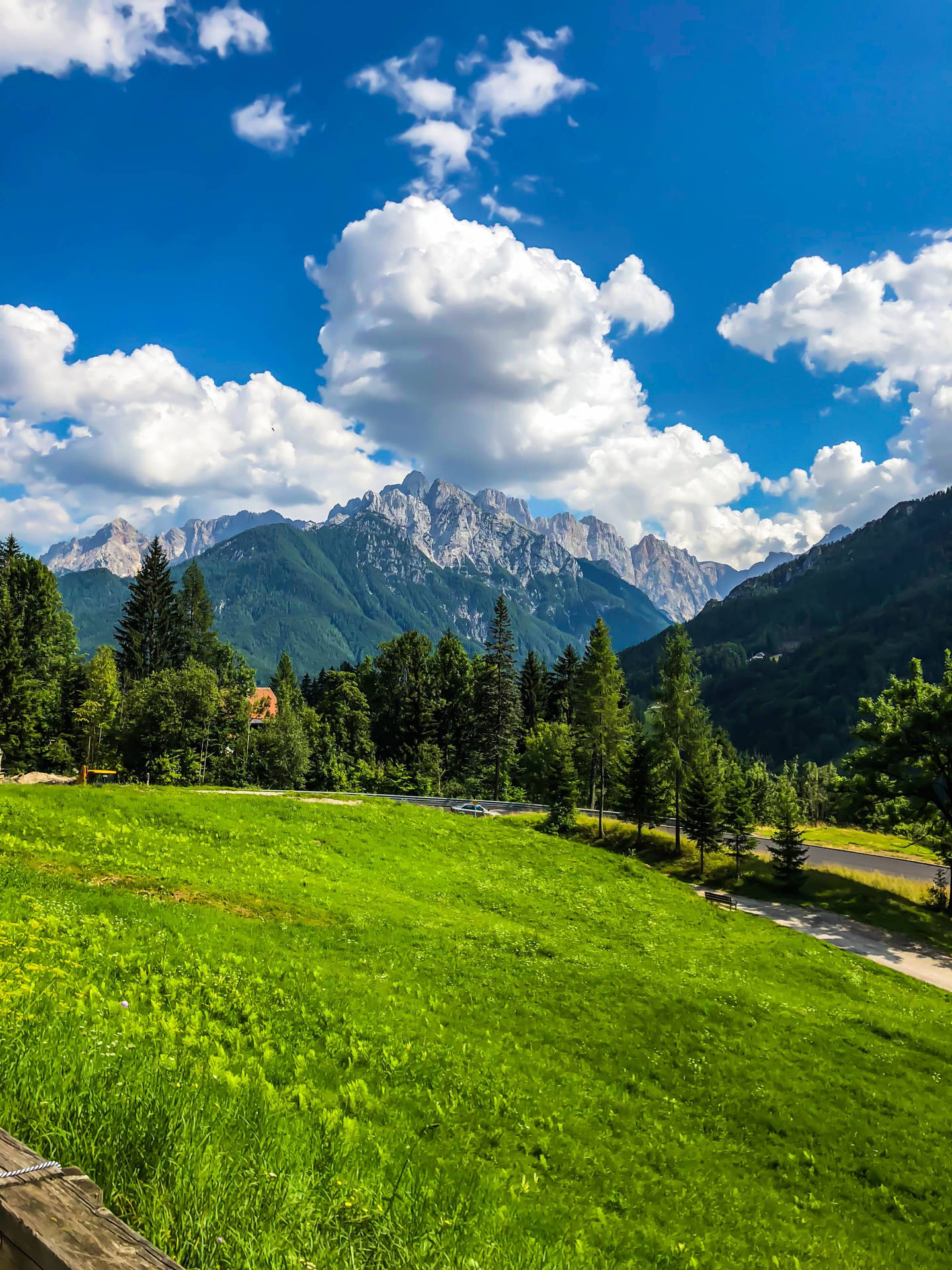 Beautiful Mountain View Painted With Colorful Sky Background