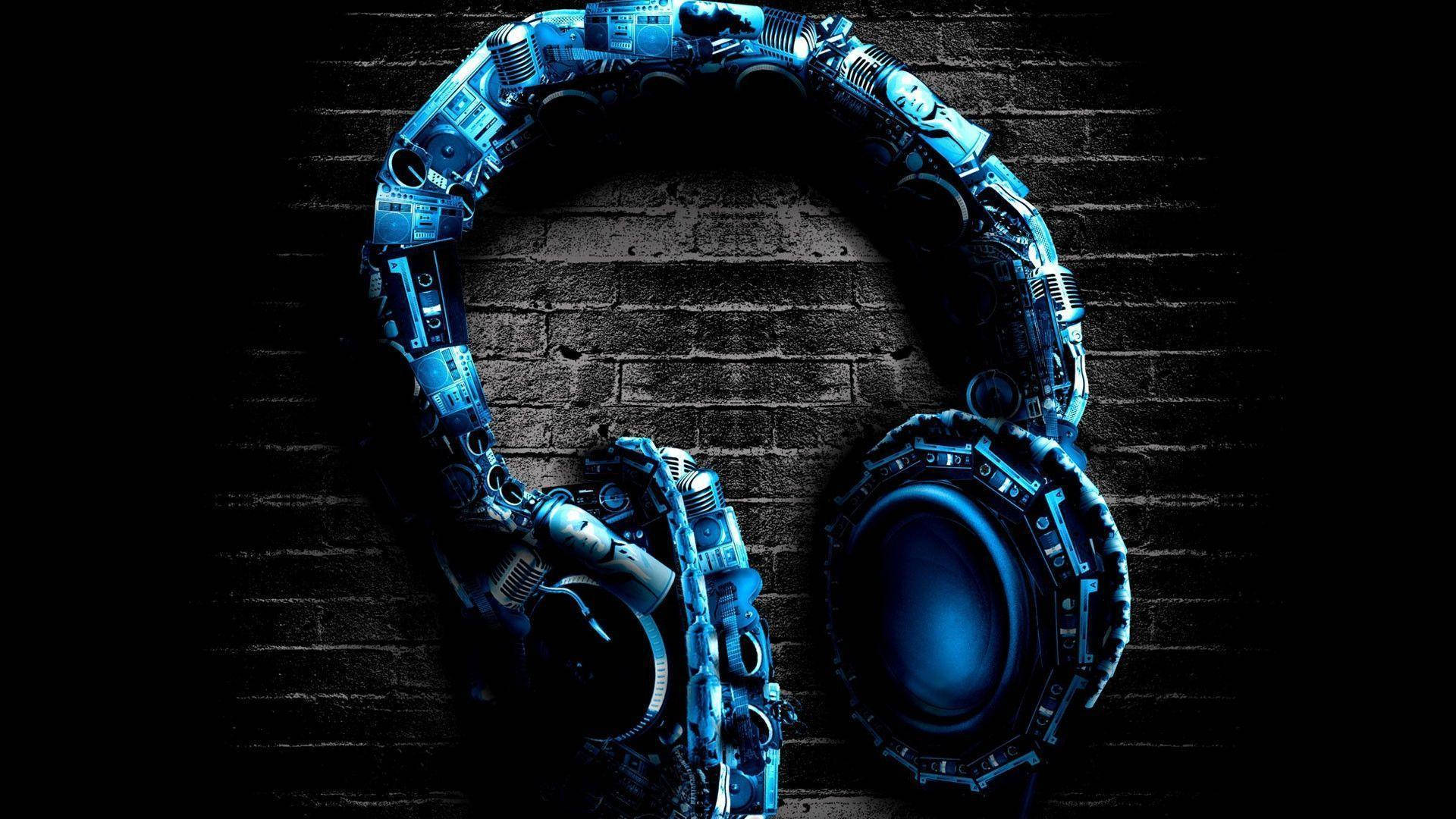 Beautiful Music Blue Headset Background