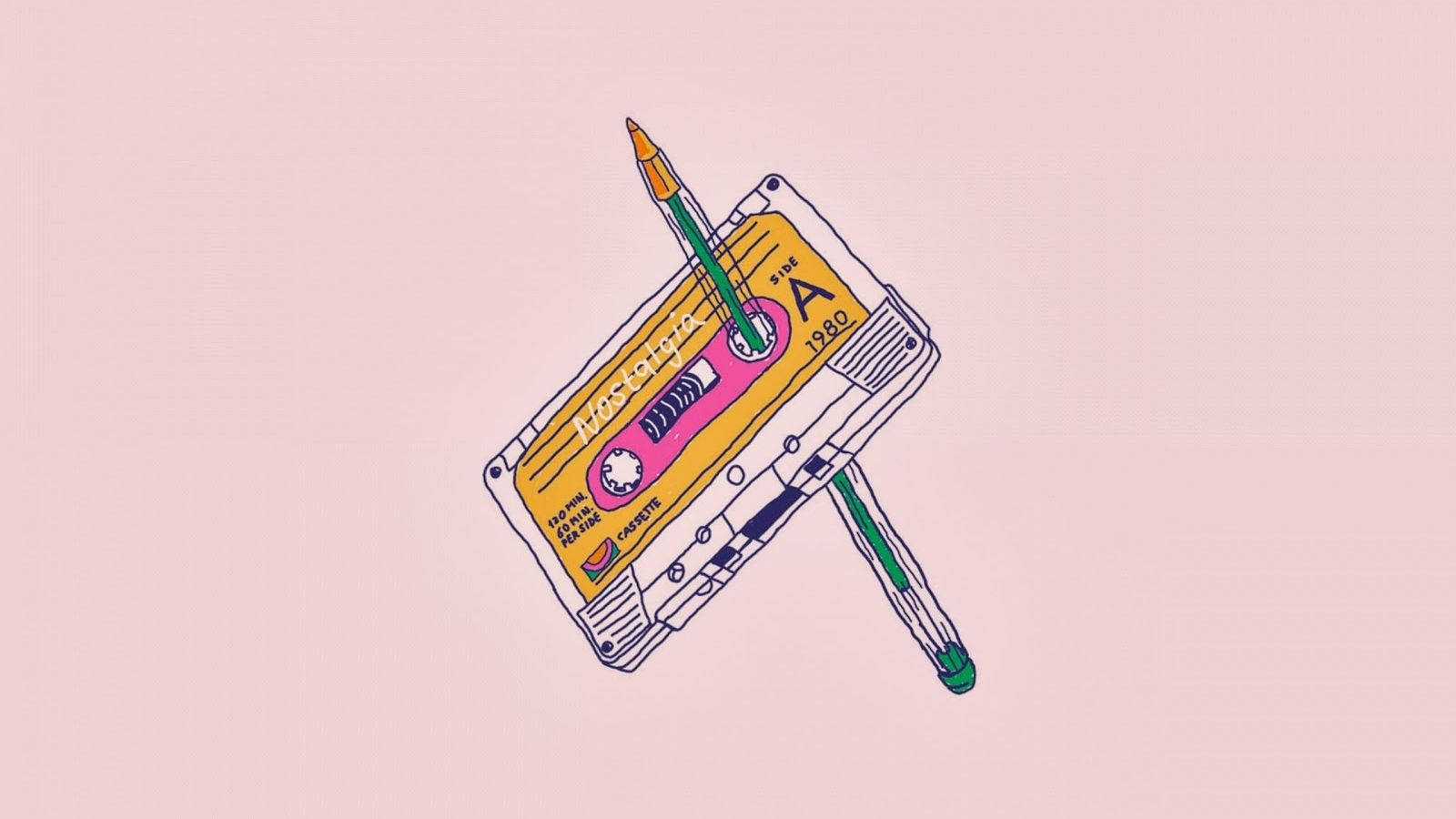 Beautiful Music Cassette Tape And Pen Background