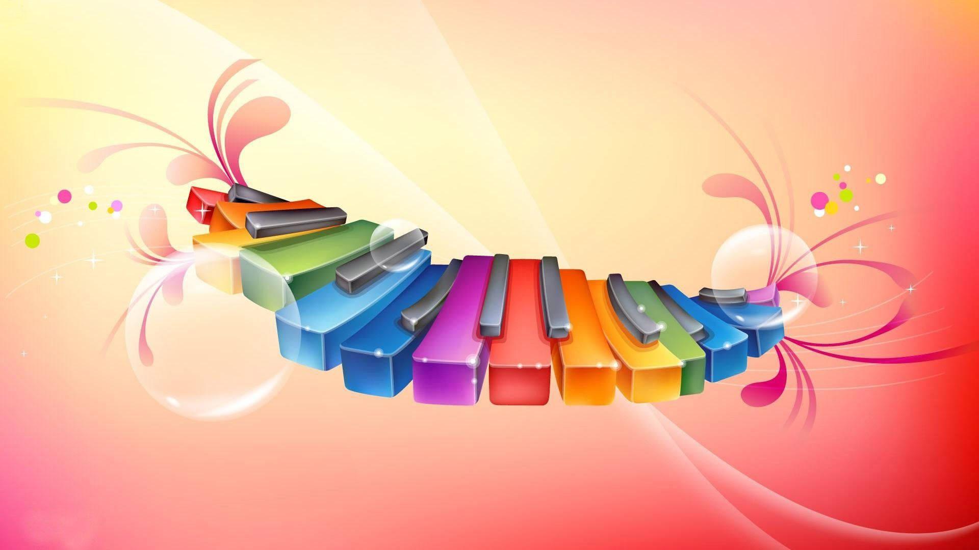 Beautiful Music Colourful Piano Keys Background