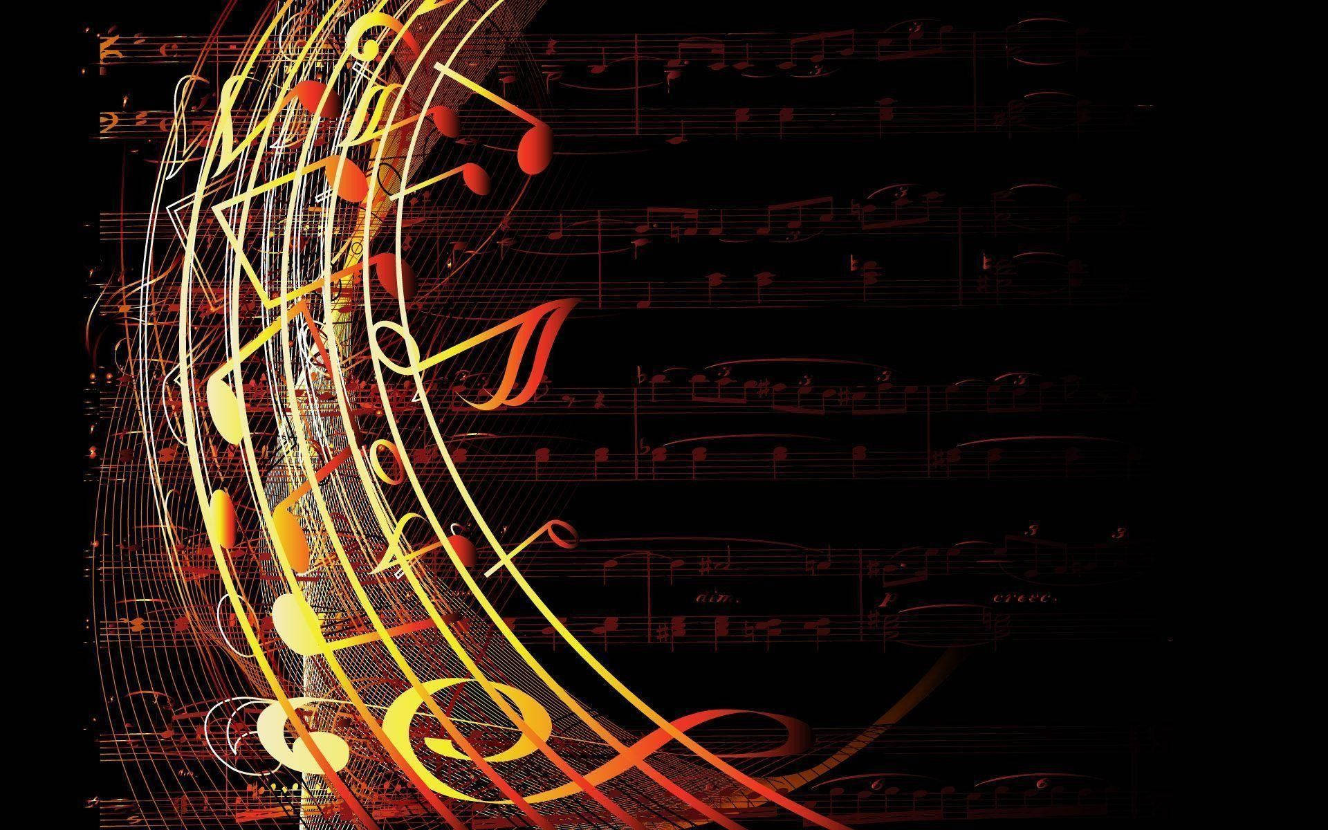 Beautiful Music Glowing Musical Notes Background