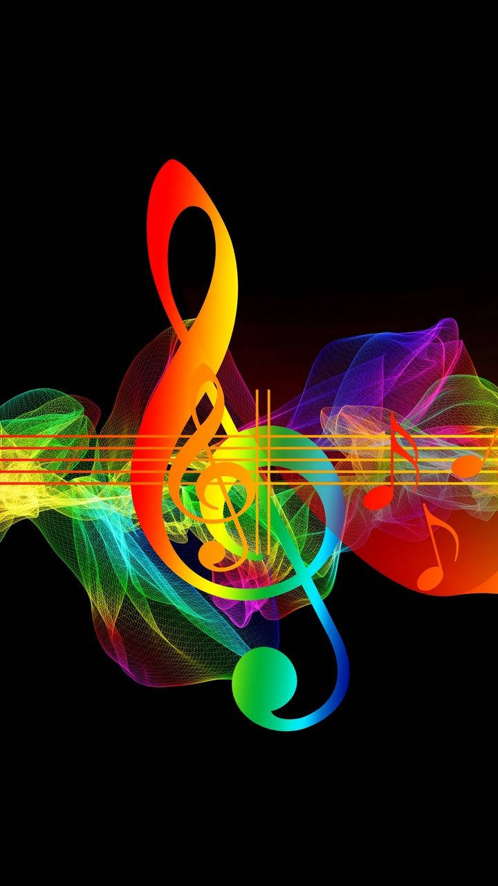 Beautiful Music Rainbow Musical Note Background
