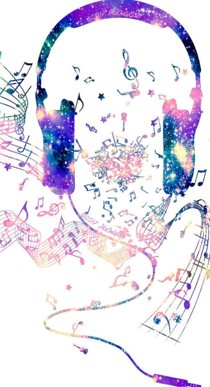 Beautiful Music Watercolour Headphones Art Background