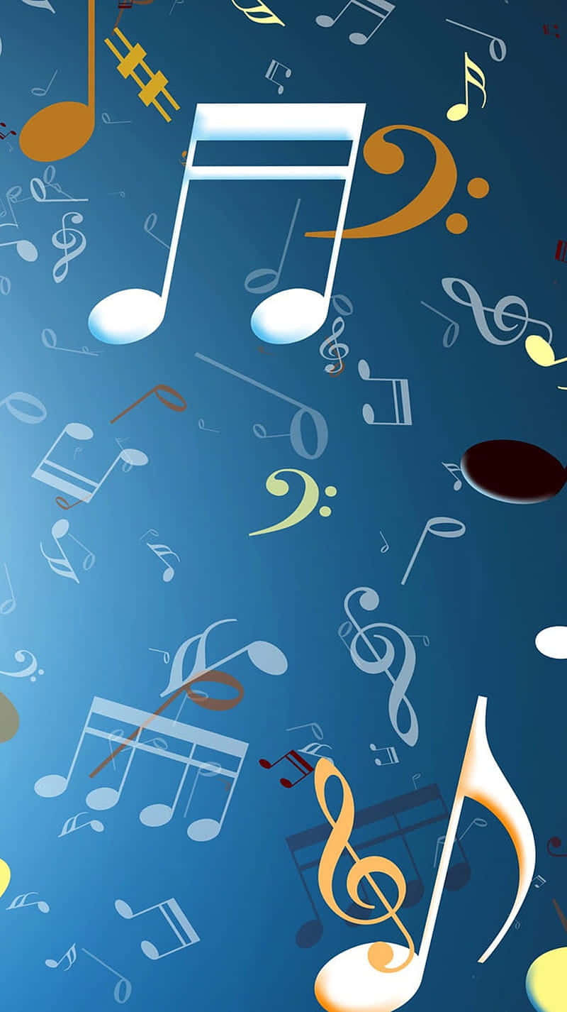 Beautiful Musical Notes Flying Through The Sky Background