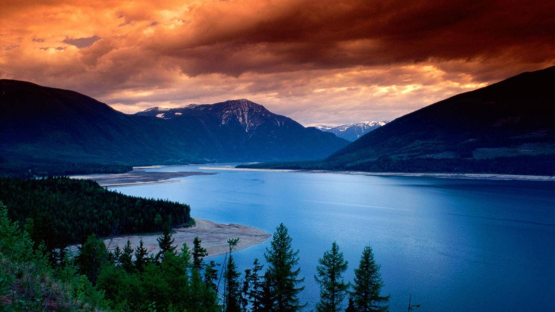 Beautiful Nature Photography Sunset Lake Mountains Background