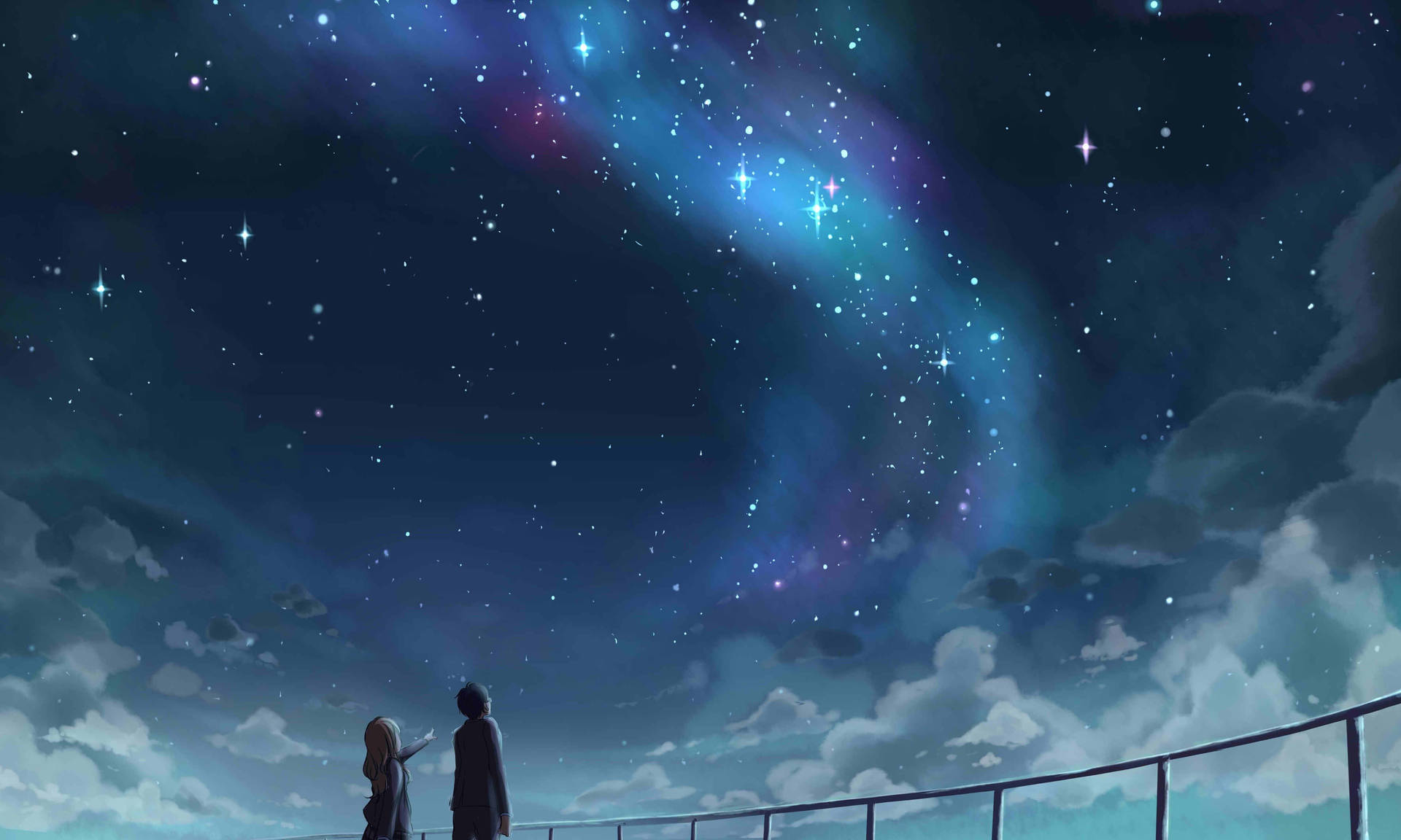 Beautiful Night Sky In Your Lie In April Hd Background